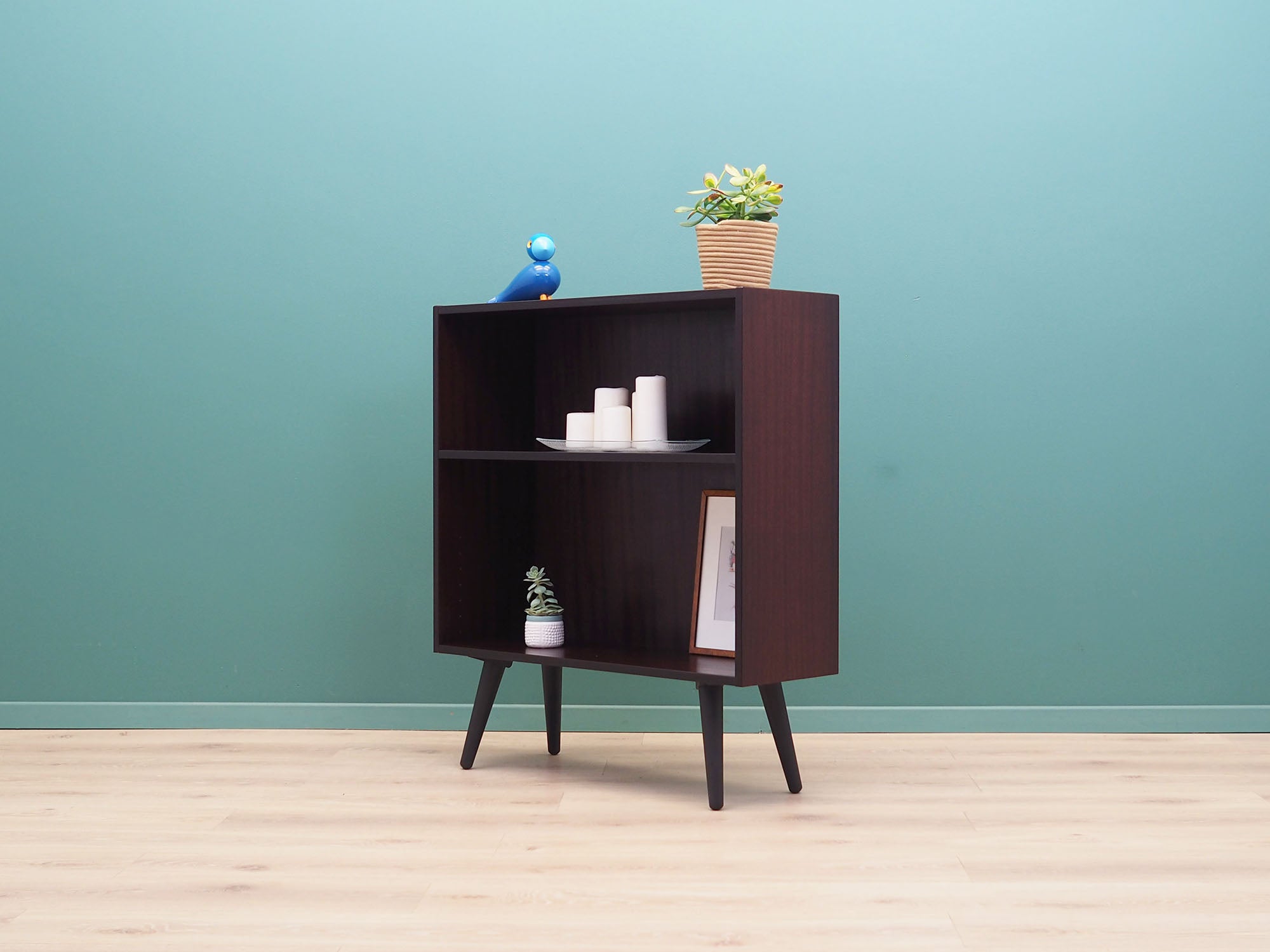 1960s_Hammel_M_belfabrik_Danish_Mahogany_Bookcase_Fixed_Shelf_Black