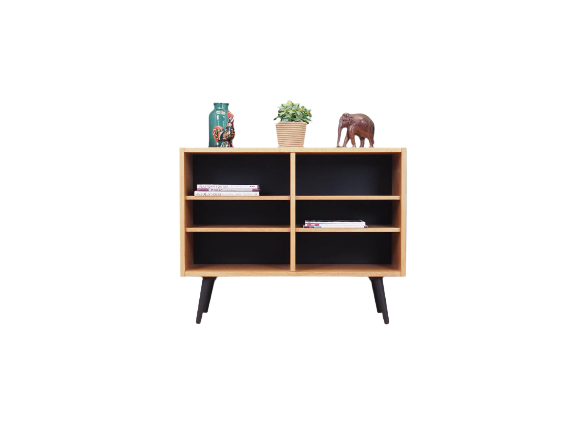 1970s_Danish_Ash_Bookcase_with_Adjustable_Shelves_Black