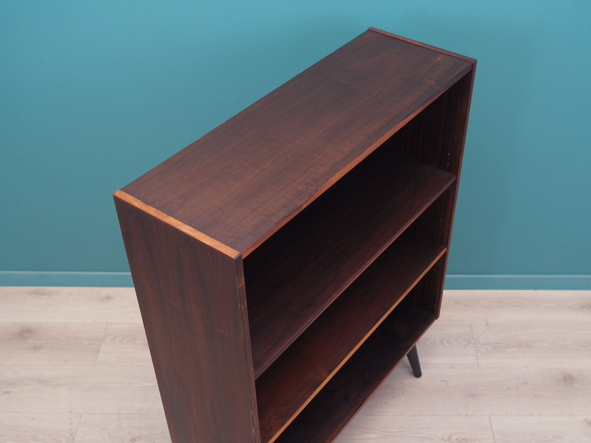 1970s_Danish_Rosewood_Bookcase_Adjustable_Shelf_Black