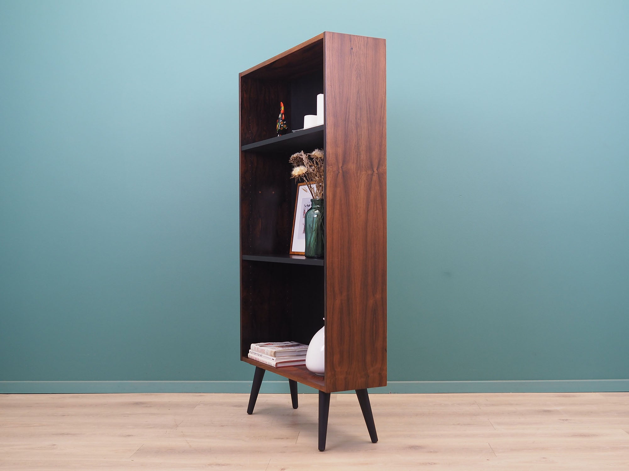 1970s_Danish_Rosewood_Bookcase_Two_Adjustable_Shelves_Black