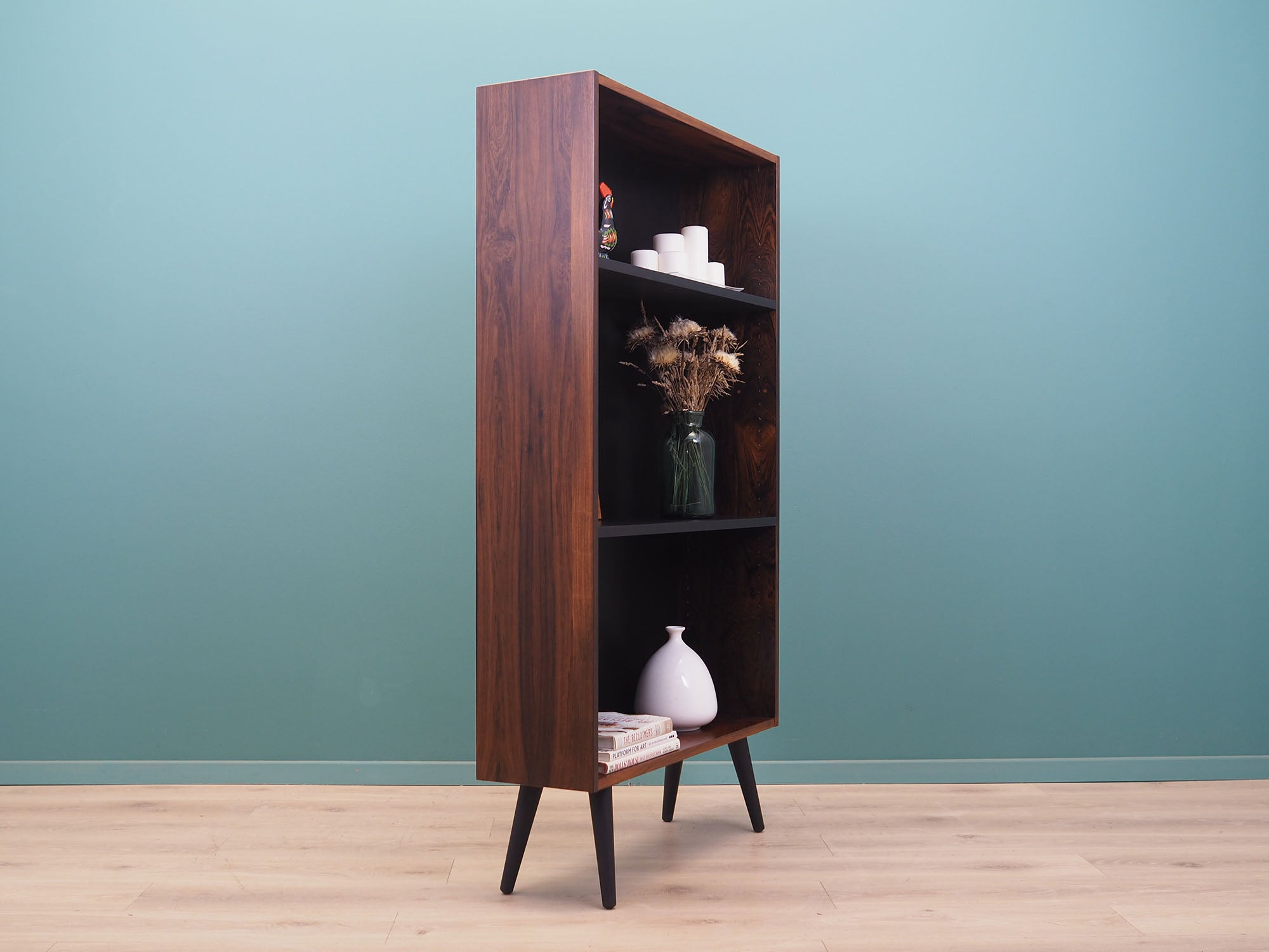 1970s_Danish_Rosewood_Bookcase_Two_Adjustable_Shelves_Black