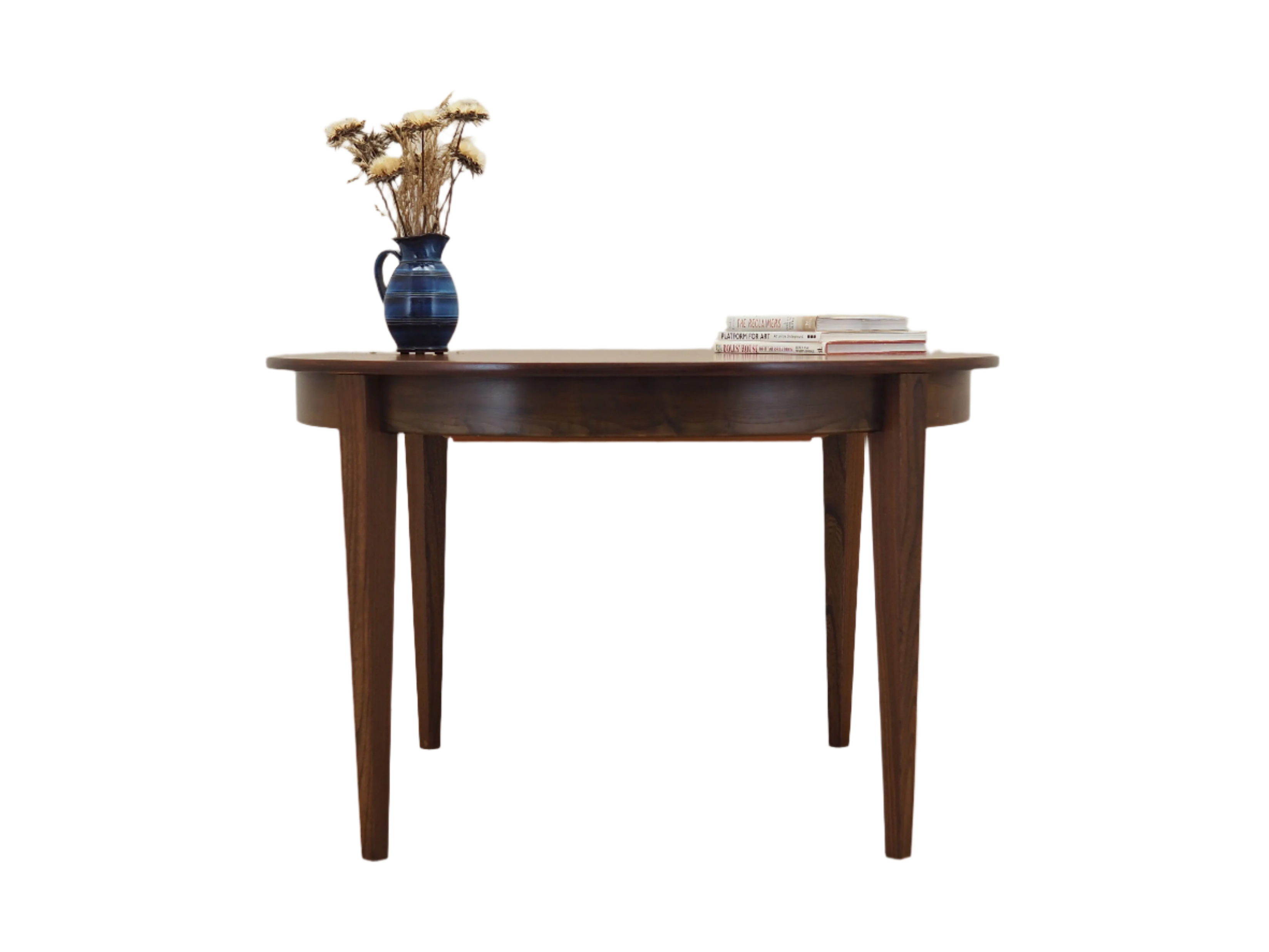 1970s_Danish_Round_Rosewood_Dining_Table_Extendable_Top_Solid_Wood_Legs