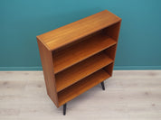 1970s_Danish_Teak_Bookcase_Fixed_Shelves_Black-Stained_Solid_Wood_Legs
