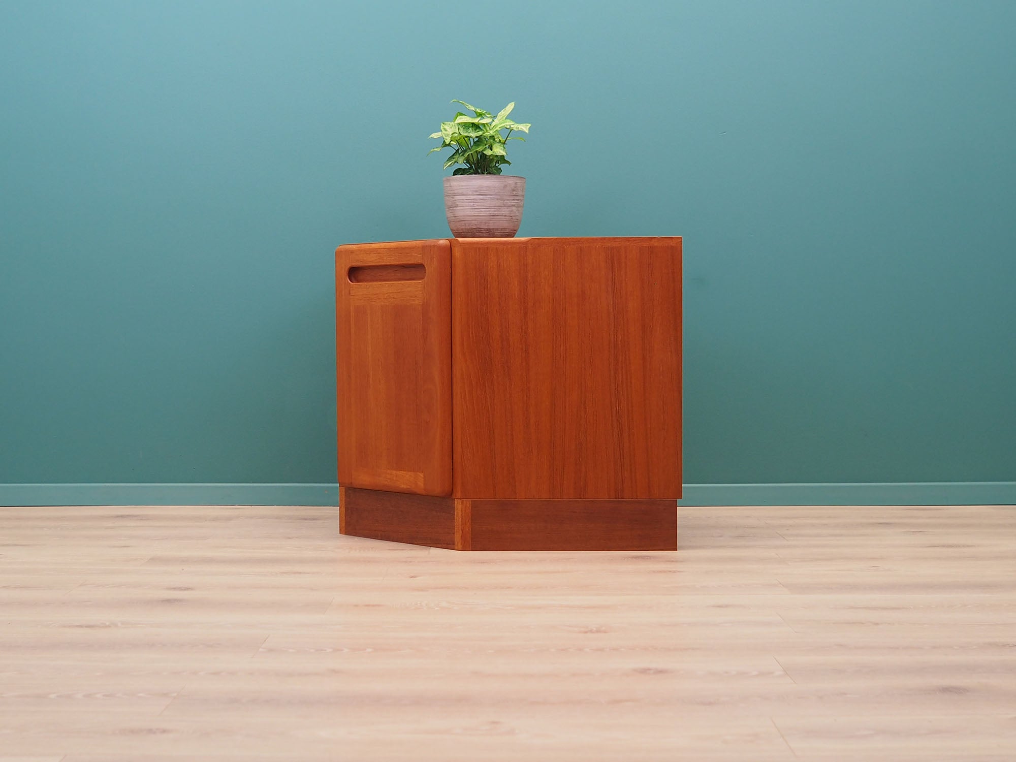 1970s_Danish_Teak_Cabinet_Adjustable_Shelf_Solid_Wood_Handles_Plinth_Base