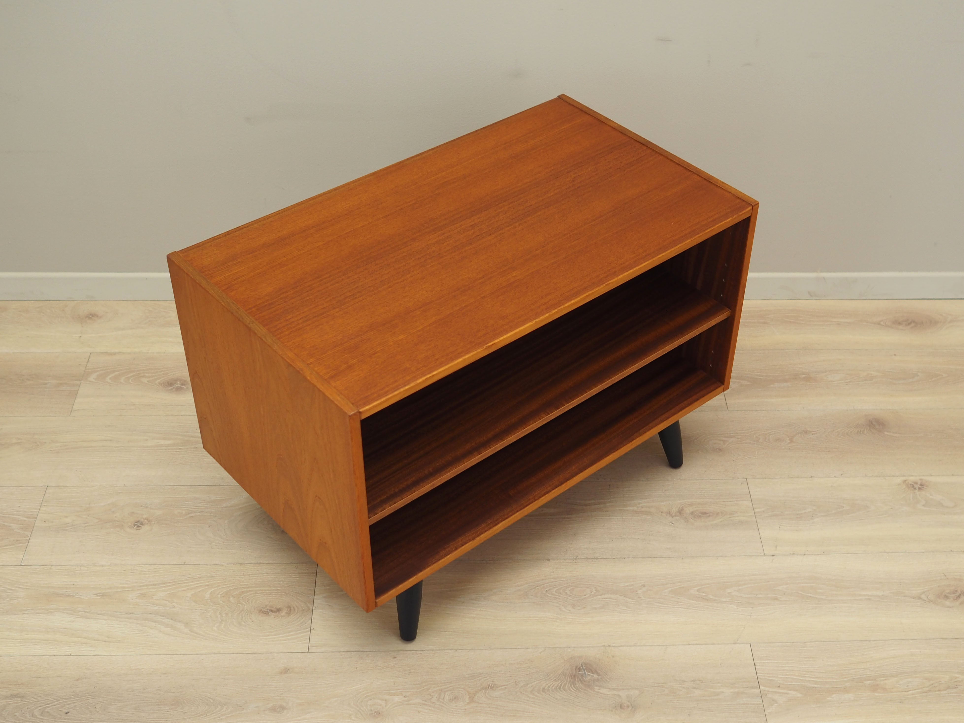 1970s_Danish_Teak_Veneer_Bookcase_Adjustable_Shelf_Black_Wood_Legs