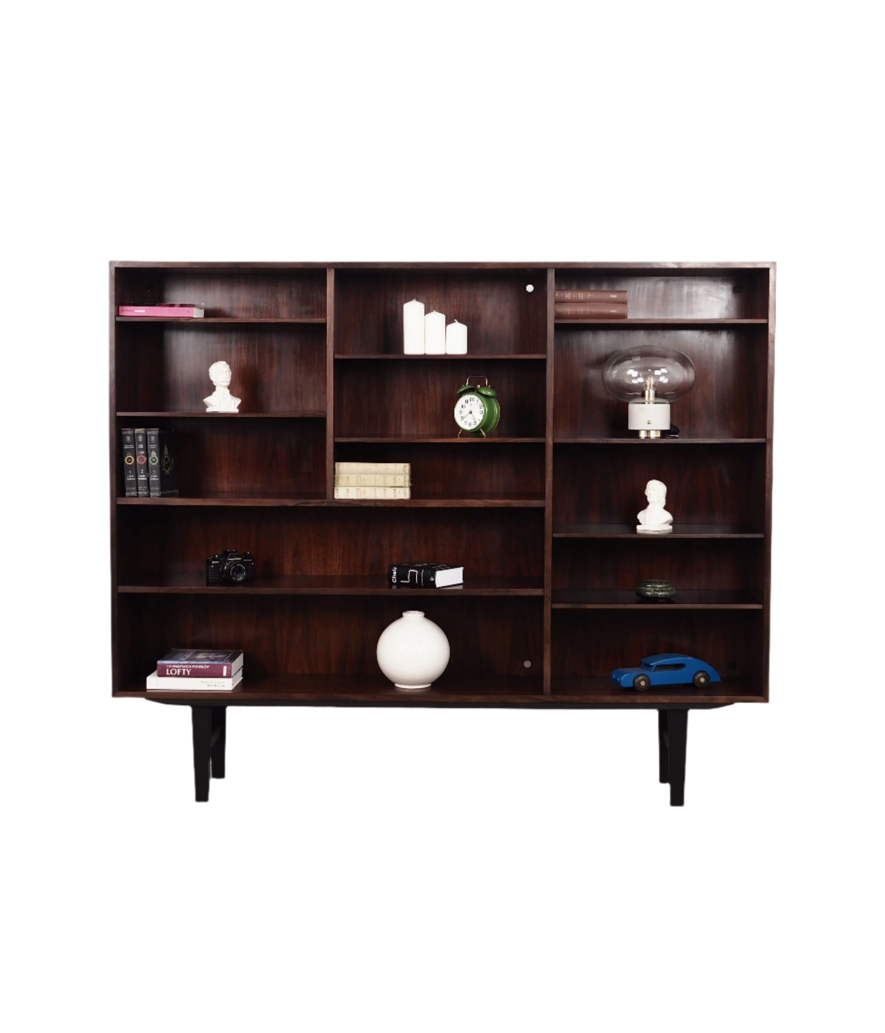 1970s_Omann_Jun_Danish_Rosewood_Bookcase_9_Adjustable_Shelves_Cable_Access