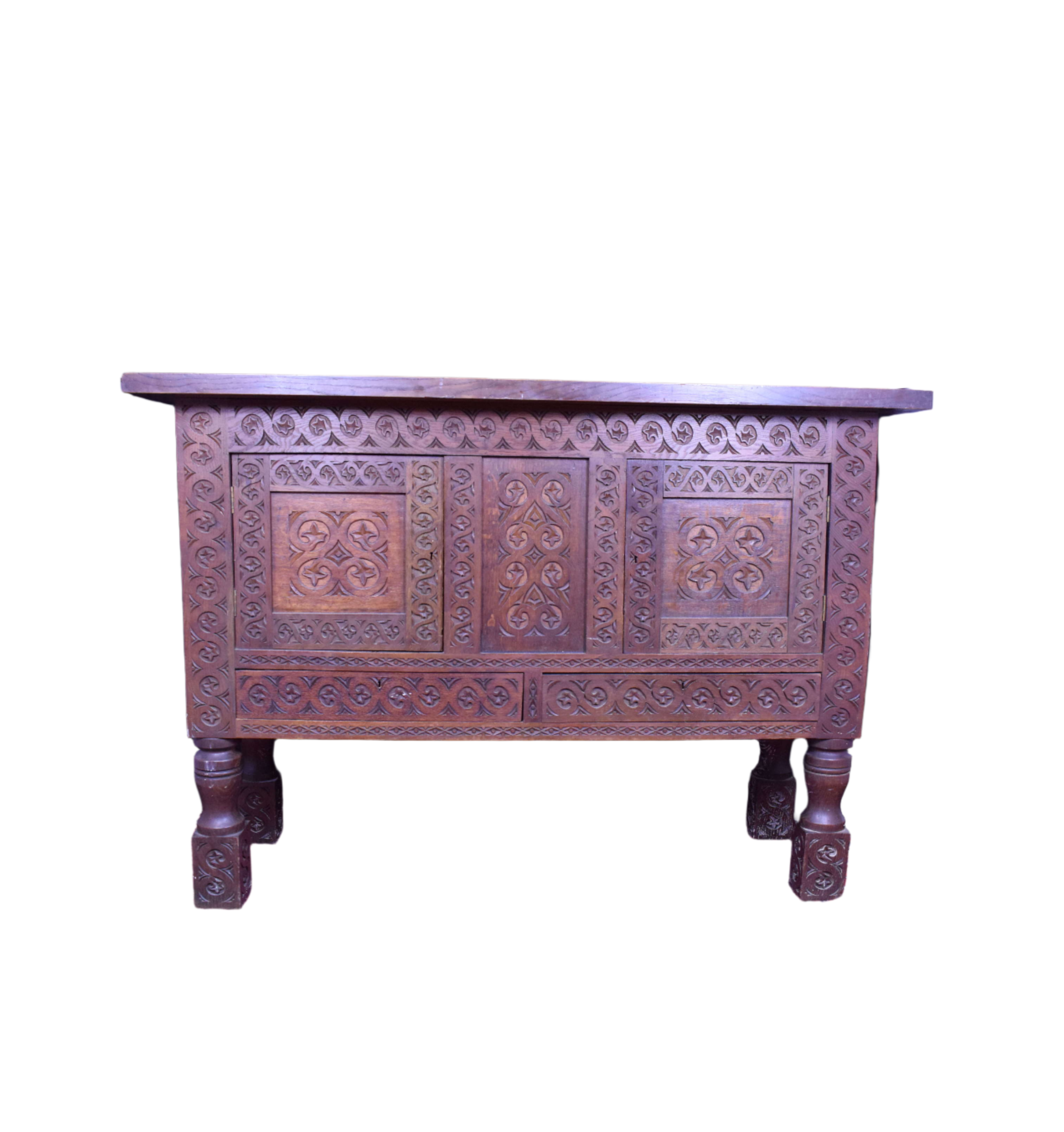 19th_century_English_carved_oak_Gothic_revival_cabinet