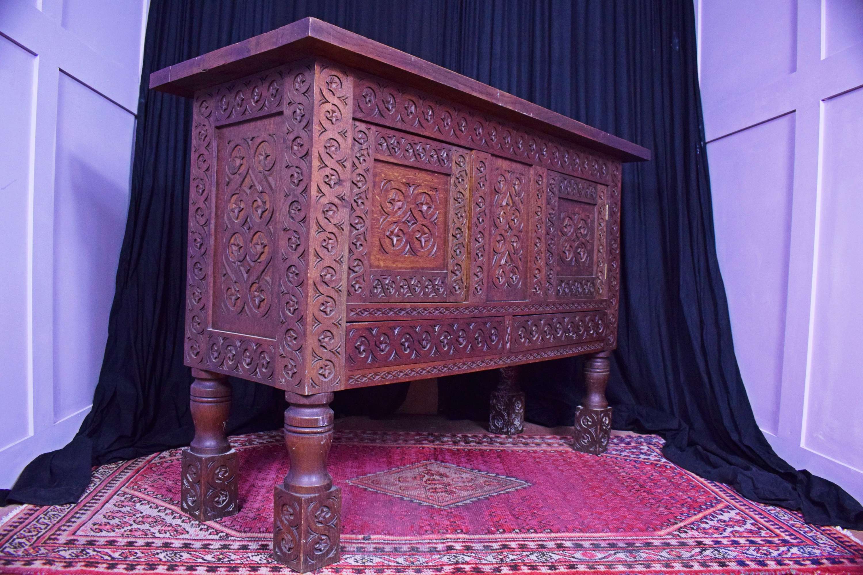 19th_century_English_carved_oak_Gothic_revival_cabinet