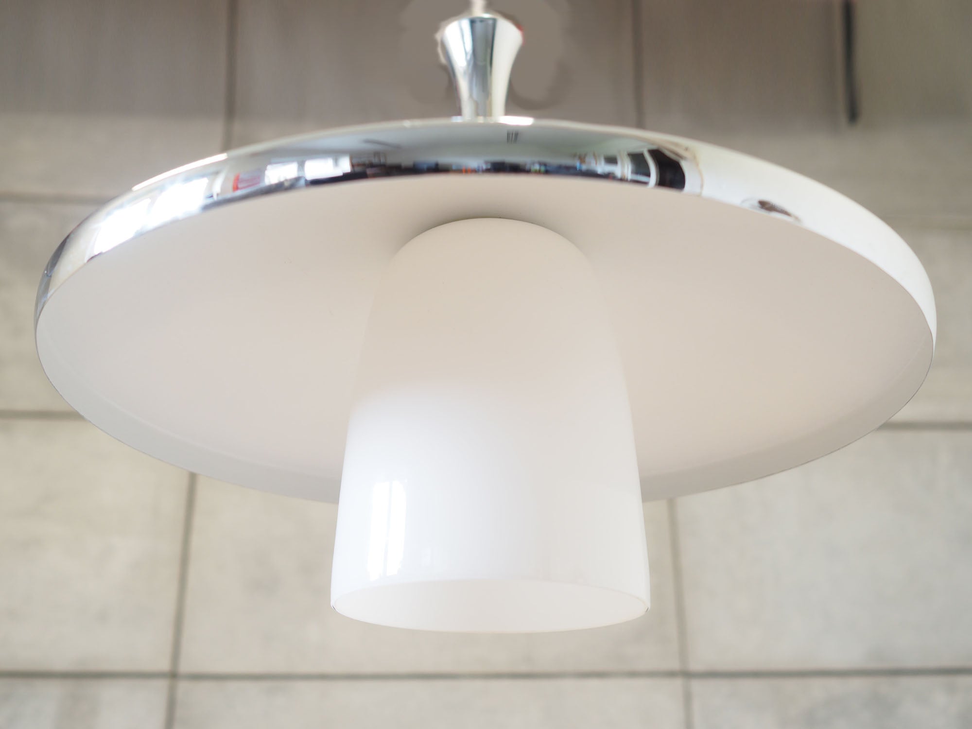 Danish Pendant lamp in Chrome Silver, 1980s.