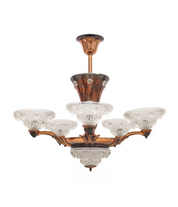Art_Deco_chandelier_with_6_lights_in_Metal_and_Glass
