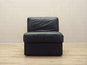 Black_leather_pouffe_armchair_Italian_design_1960s_production_Italy