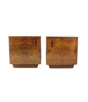 Set of 2 Midcentury Cubic Bedside Tables In Walnut, Czechoslovakia 1960s
