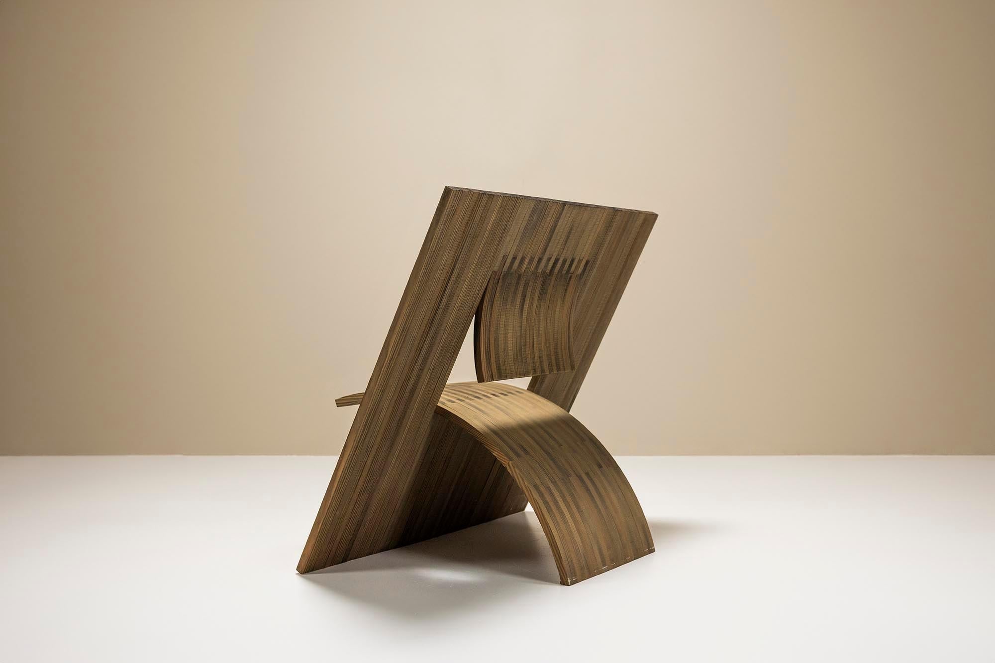 Deconstructivist_Angled_Square_Chair_in_Wood_Netherlands_1980s