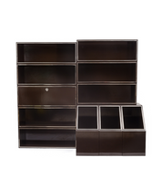 Laminated_wood_bookcase_with_chrome-plated_metal_moldings