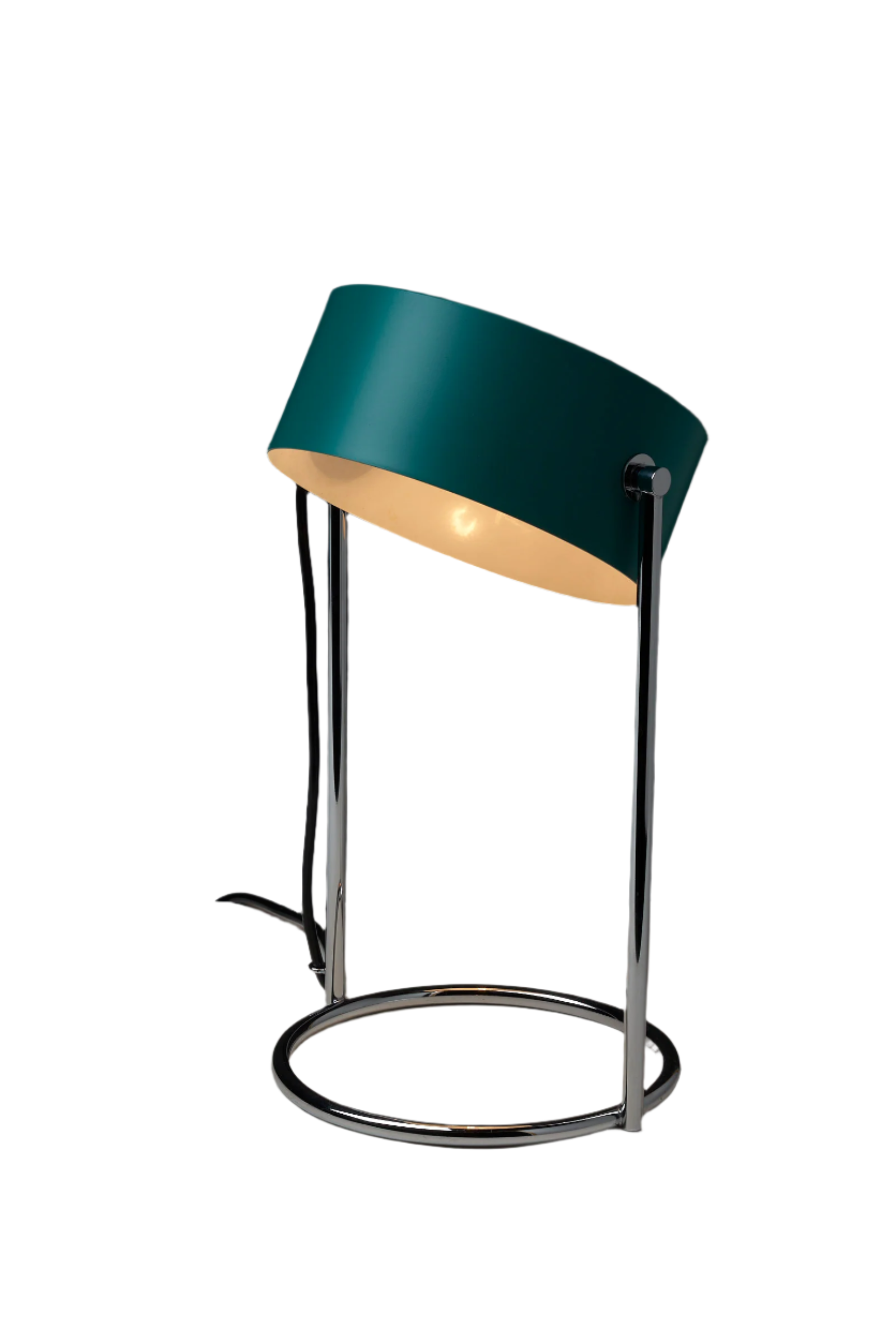 Petrol_Green_Table_Lamp_with_Chromed_Steel_Base_by_Cosack