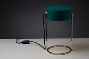 Petrol_Green_Table_Lamp_with_Chromed_Steel_Base_by_Cosack