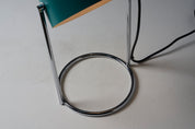 Petrol_Green_Table_Lamp_with_Chromed_Steel_Base_by_Cosack