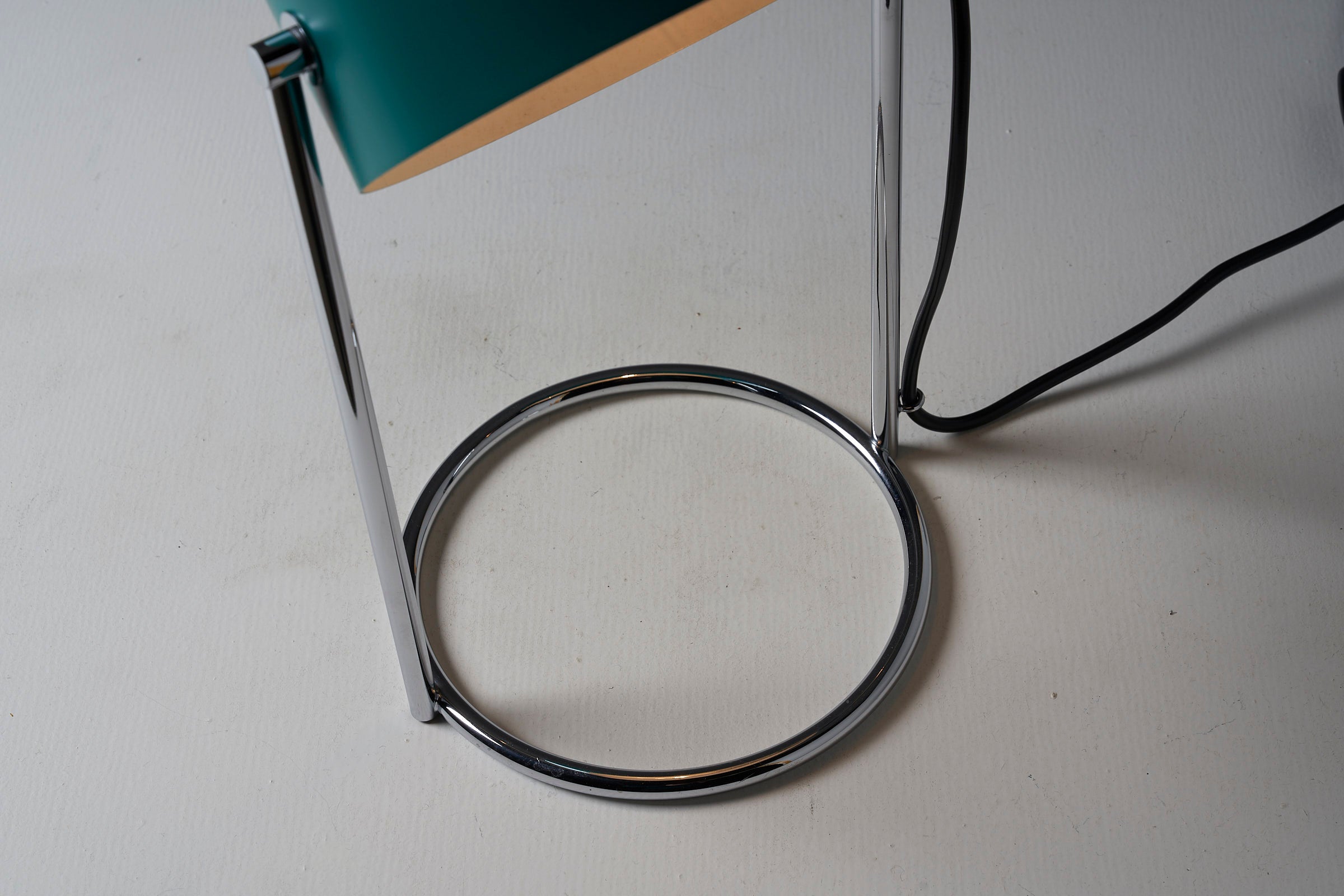 Petrol_Green_Table_Lamp_with_Chromed_Steel_Base_by_Cosack
