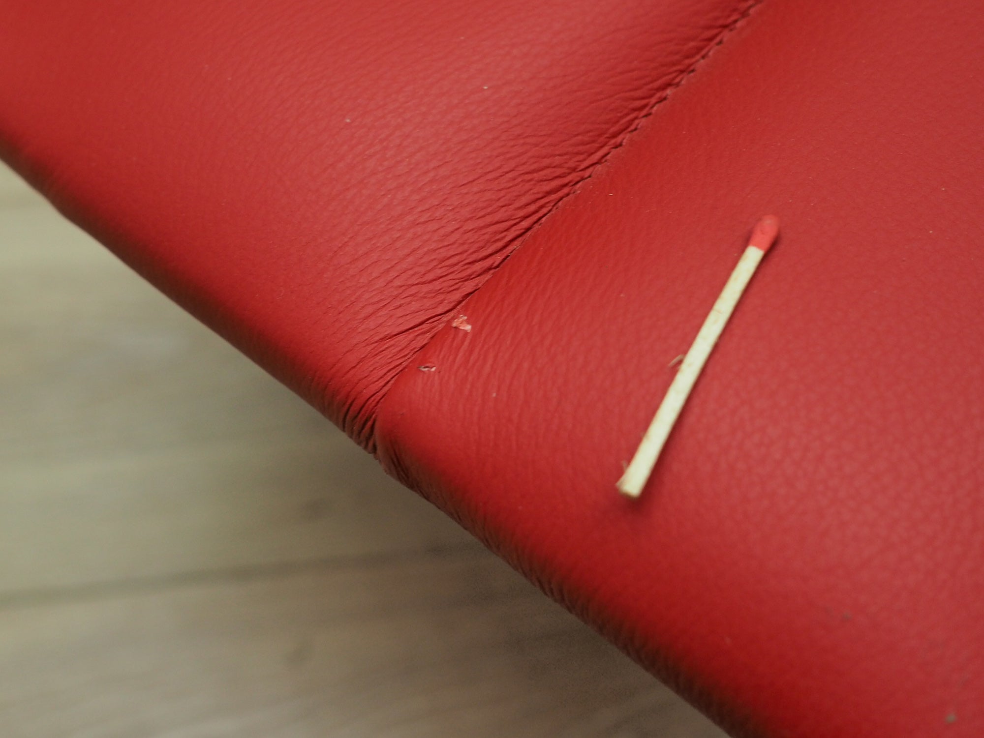 Red_eco_leather_bench_Danish_design_1990s_production_Denmark