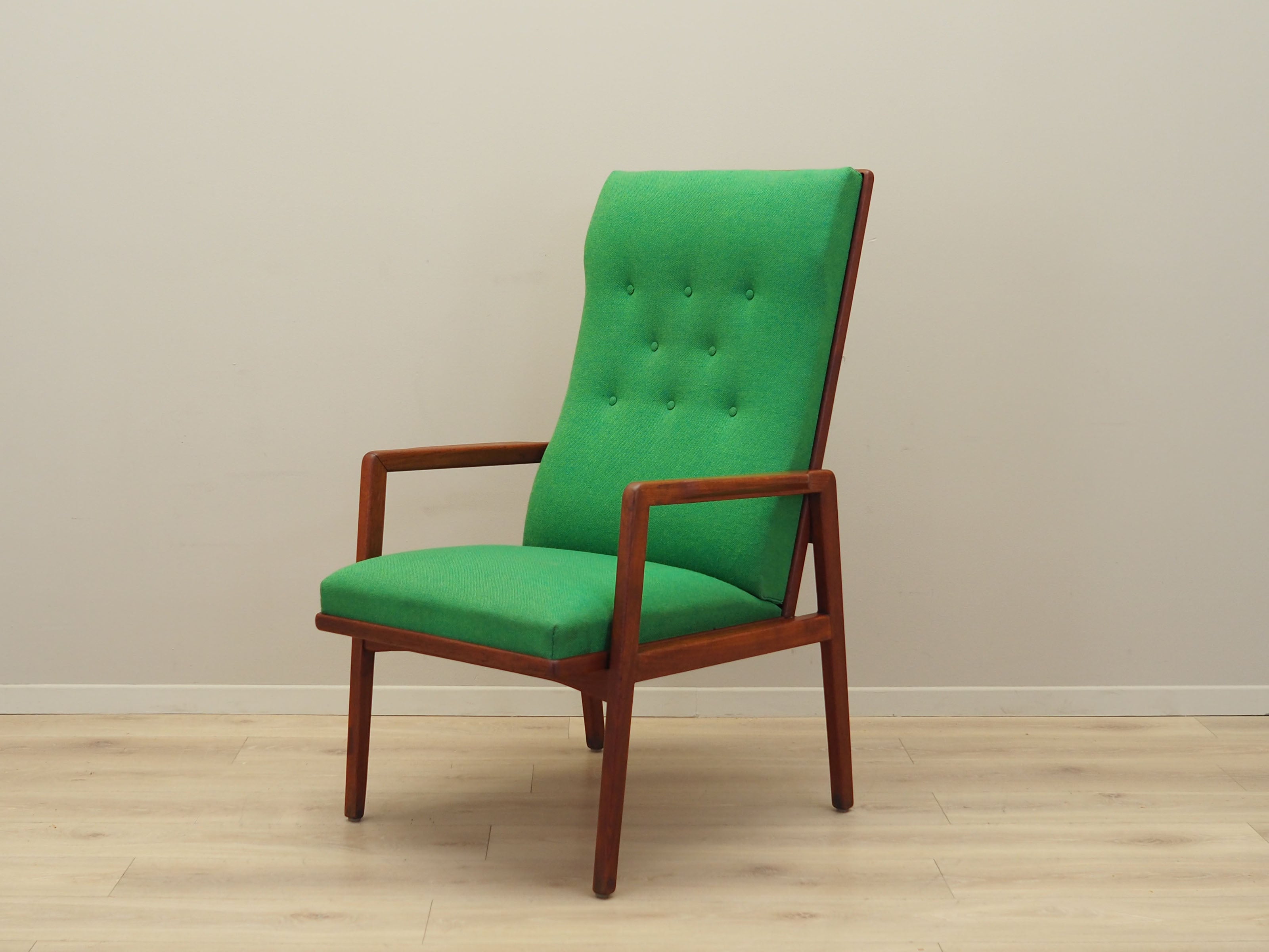 Teak_green_armchair_Danish_design_1970s_production_Denmark
