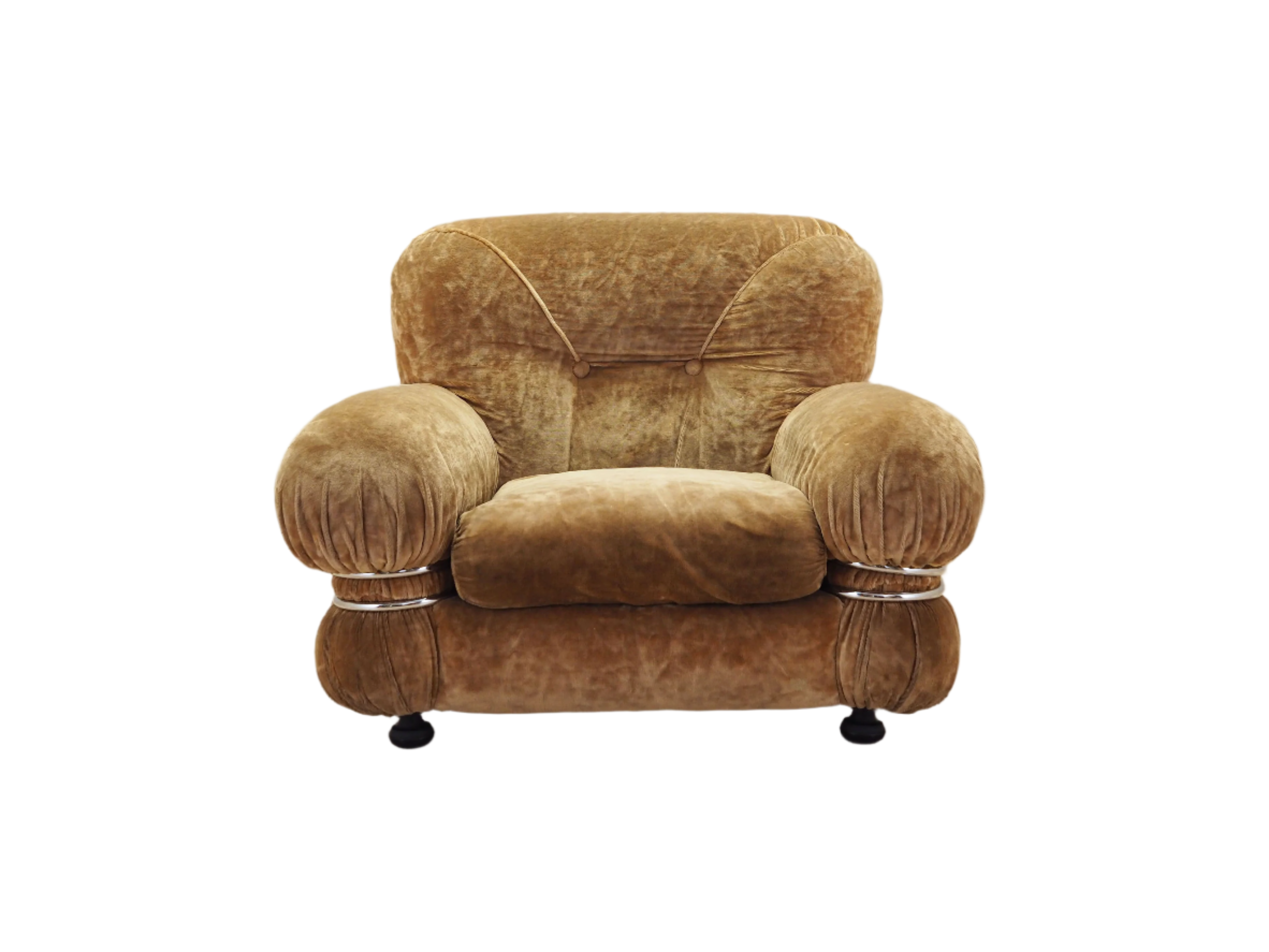 Velour_armchair_Italian_design_1970s_production_Italy