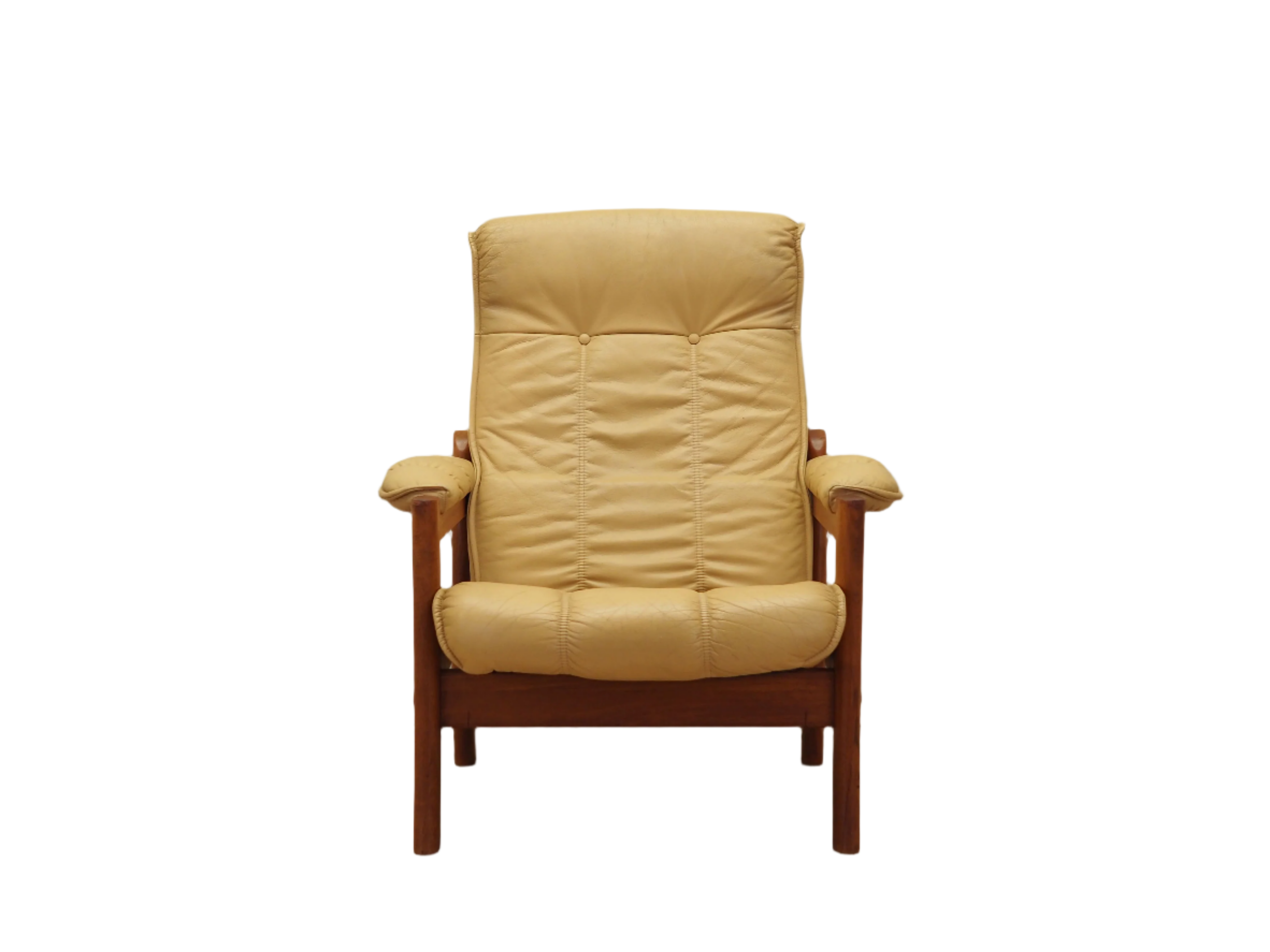 Yellow_leather_armchair_Danish_design_1960s_production_Denmark
