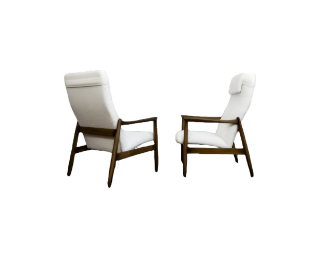 Set of 2 GFM-64 high back armchairs by Edmund Homa, GFM, Poland, 1960’S