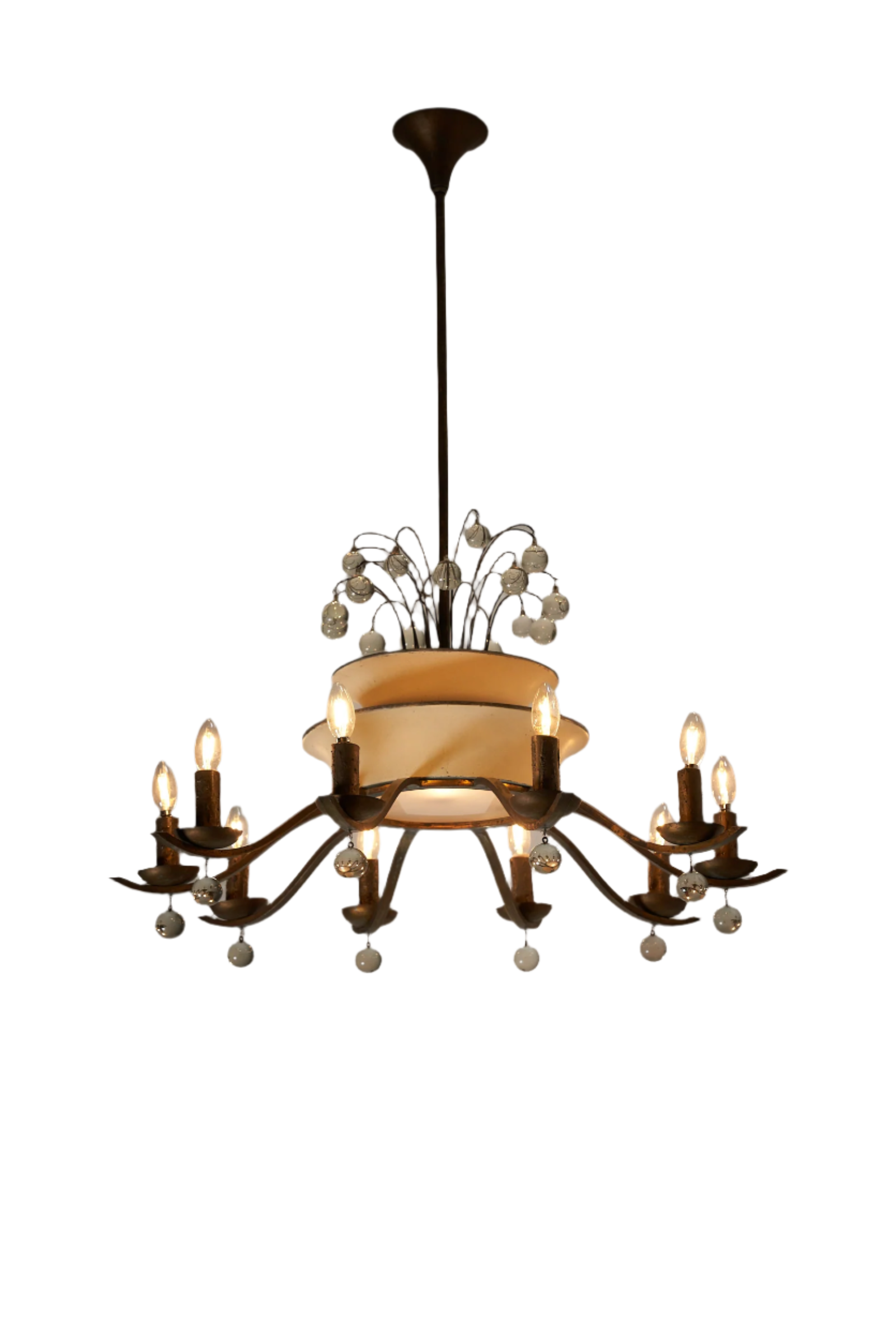 10_Arm_Chandelier_with_Glass_Beads_Art_Deco