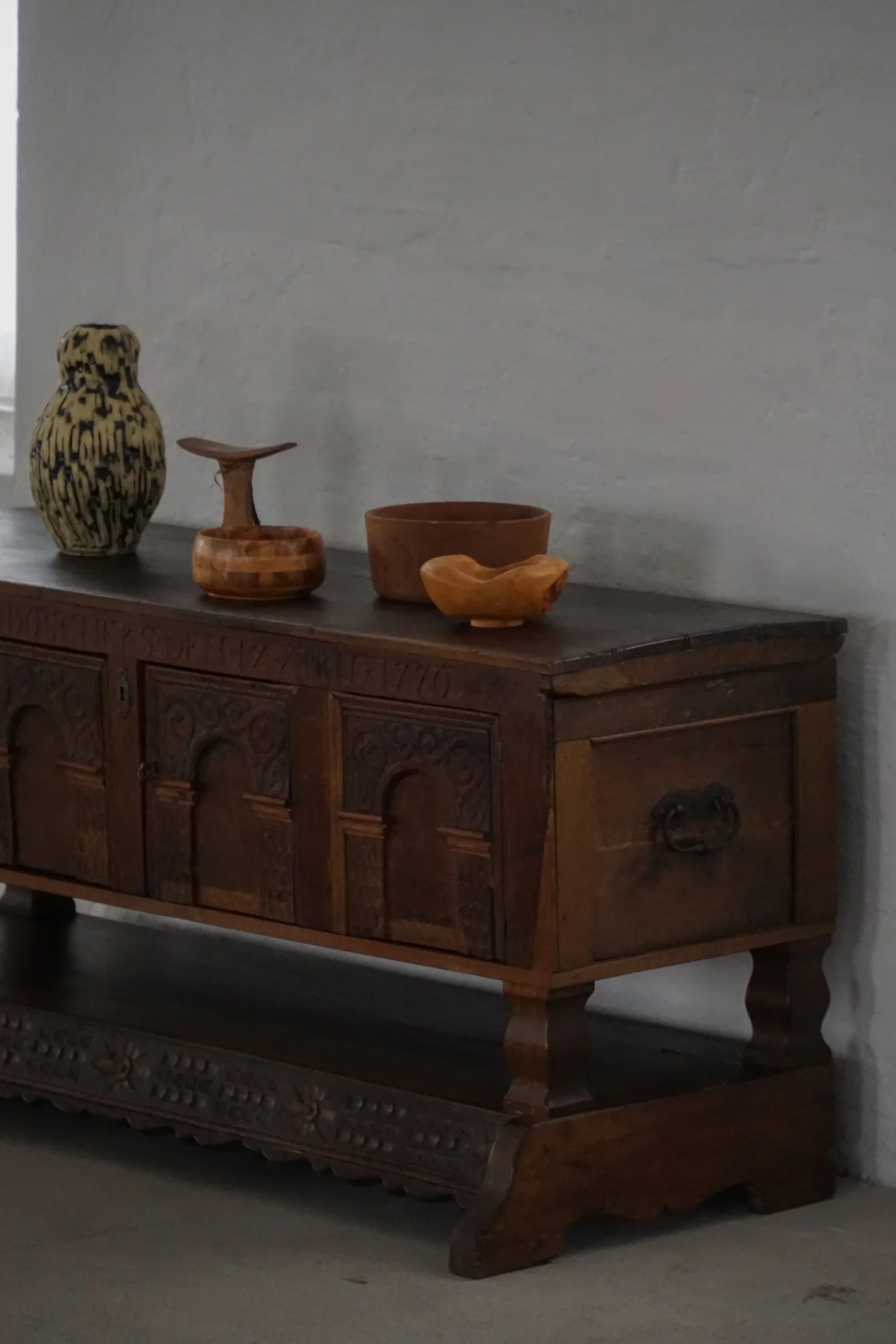 18th_Century_Danish_Baroque_Oak_Sideboard,_Antique_Carved_Cabinet,_1700s_Folk_Art_Furniture