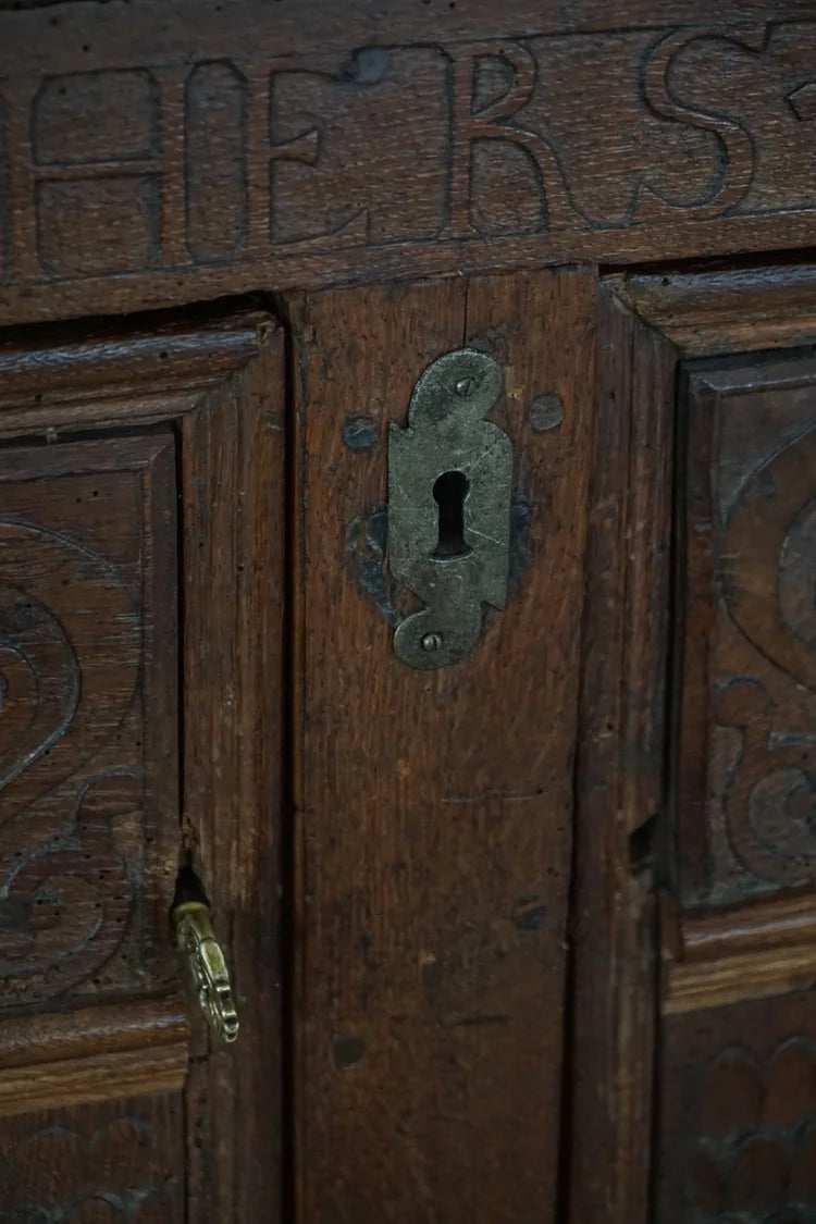 18th_Century_Danish_Baroque_Oak_Sideboard,_Antique_Carved_Cabinet,_1700s_Folk_Art_Furniture