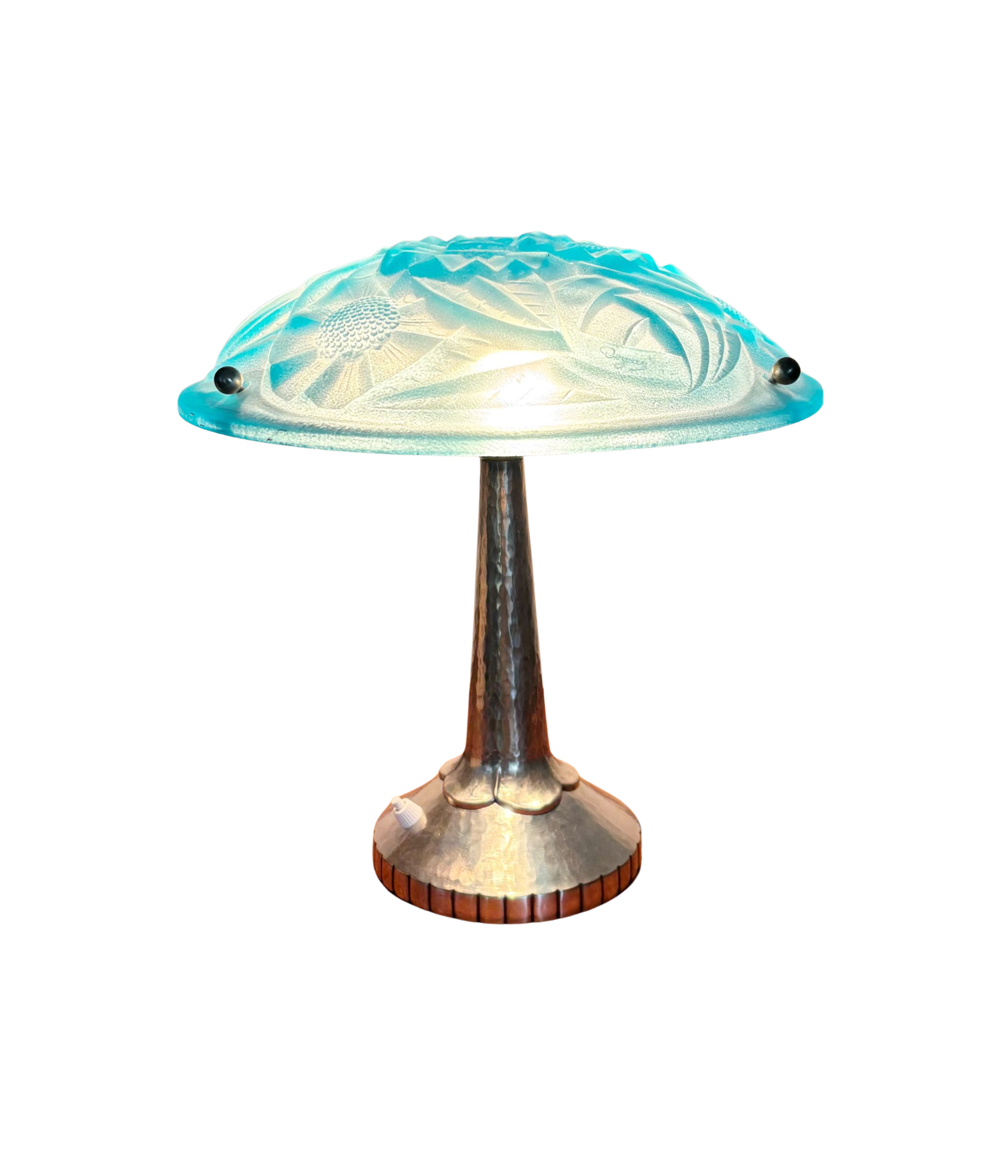 1920s–30s_Art_Deco_Table_Lamp_by_David_Guéron_for_Degué,_Blue_Pâte_de_Verre_Glass,_France