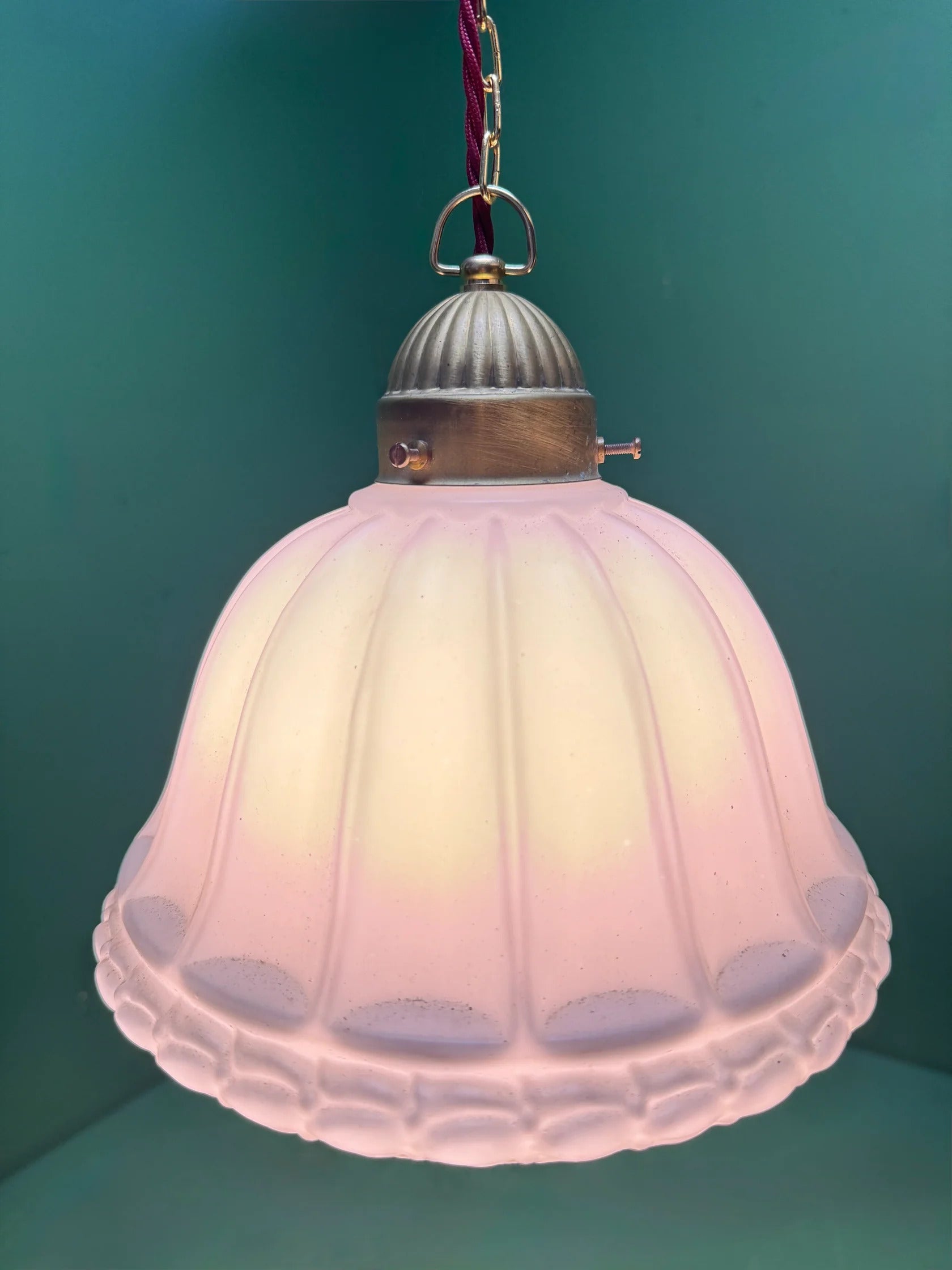 British_Opaline_Glass_Pendant_Light_with_Brass_Gallery,_1920s
