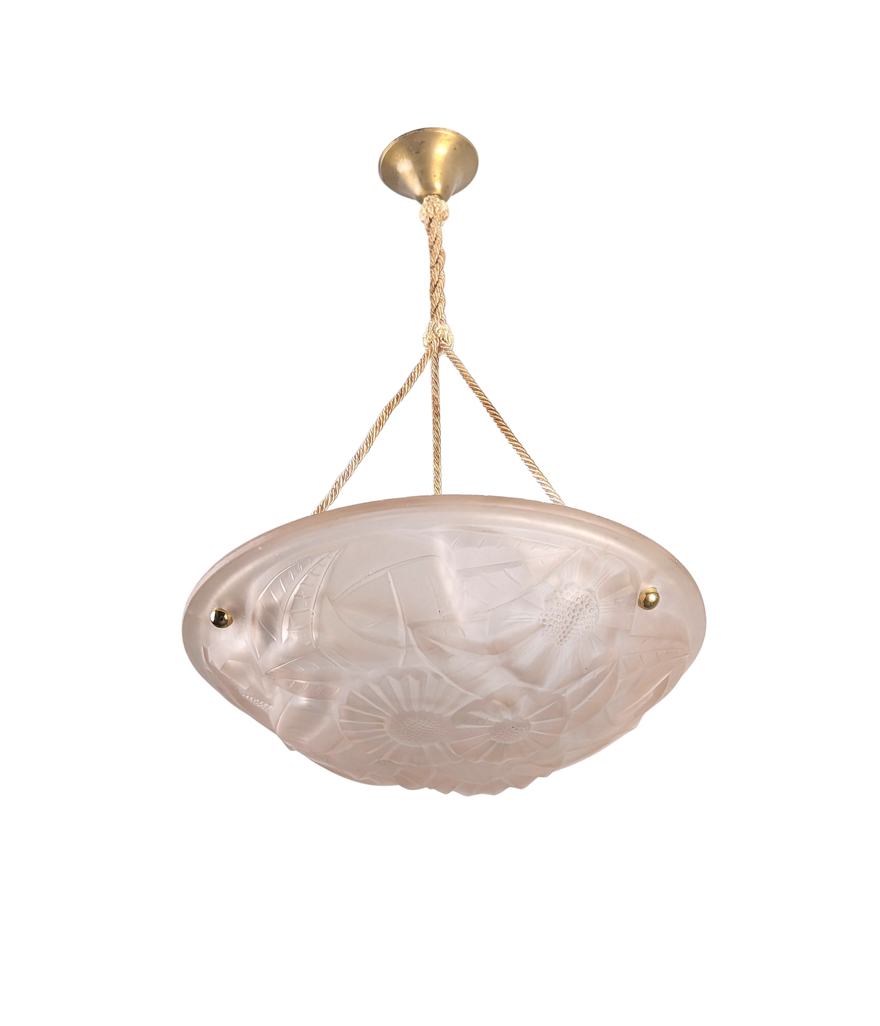 1930s_French_Art_Deco_Pink_Frosted_Glass_Pendant_Light_by_Degué,_Signed