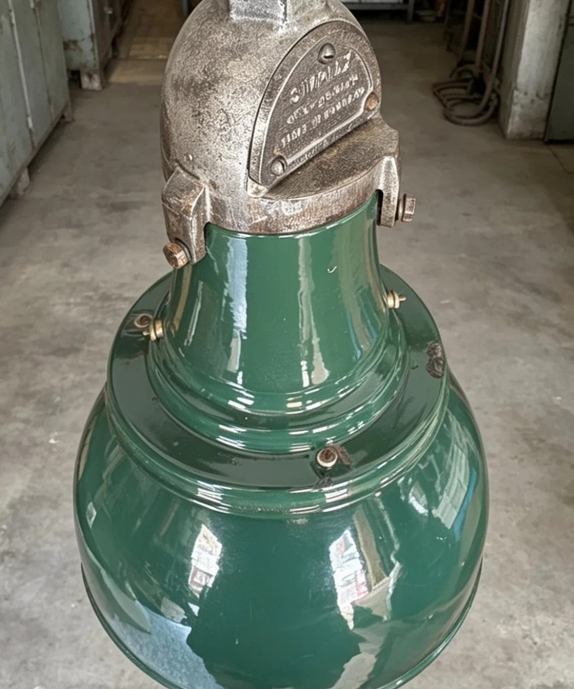 Simplex_Industrial_Factory_Pendant_Light_in_Racing_Green_Enamel,_Britain,_1940s