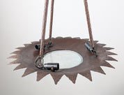 1940s_Hand-Forged_Wrought_Iron_Sunburst_Pendant_Lamp,_Rustic_Brutalist_Ceiling_Light_with_Textured_Glass