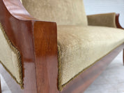 Danish_High-Back_Two-Seater_Sofa_in_Green_Velour_and_Teak,_Denmark,_1950s