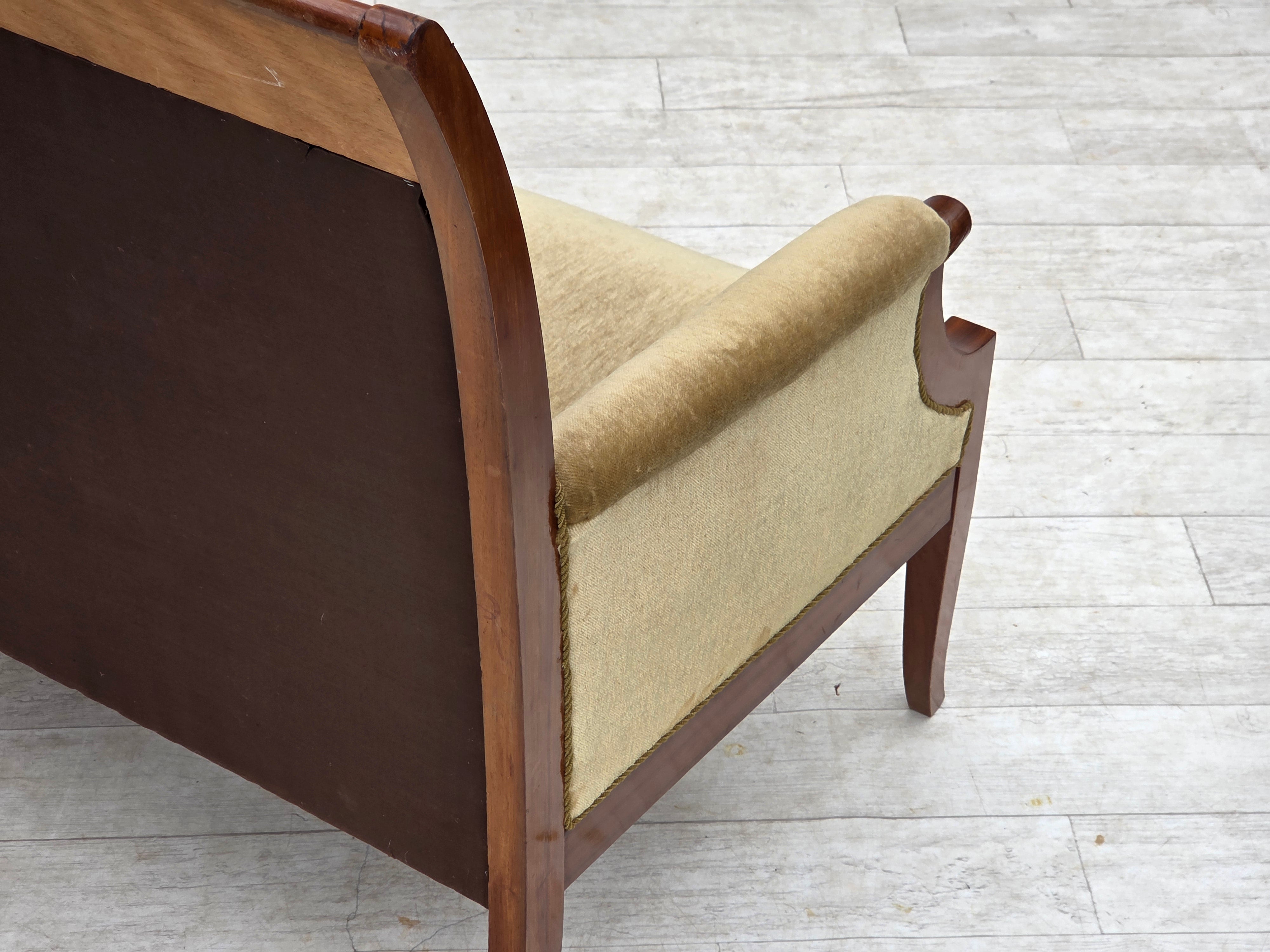 Danish_High-Back_Two-Seater_Sofa_in_Green_Velour_and_Teak,_Denmark,_1950s