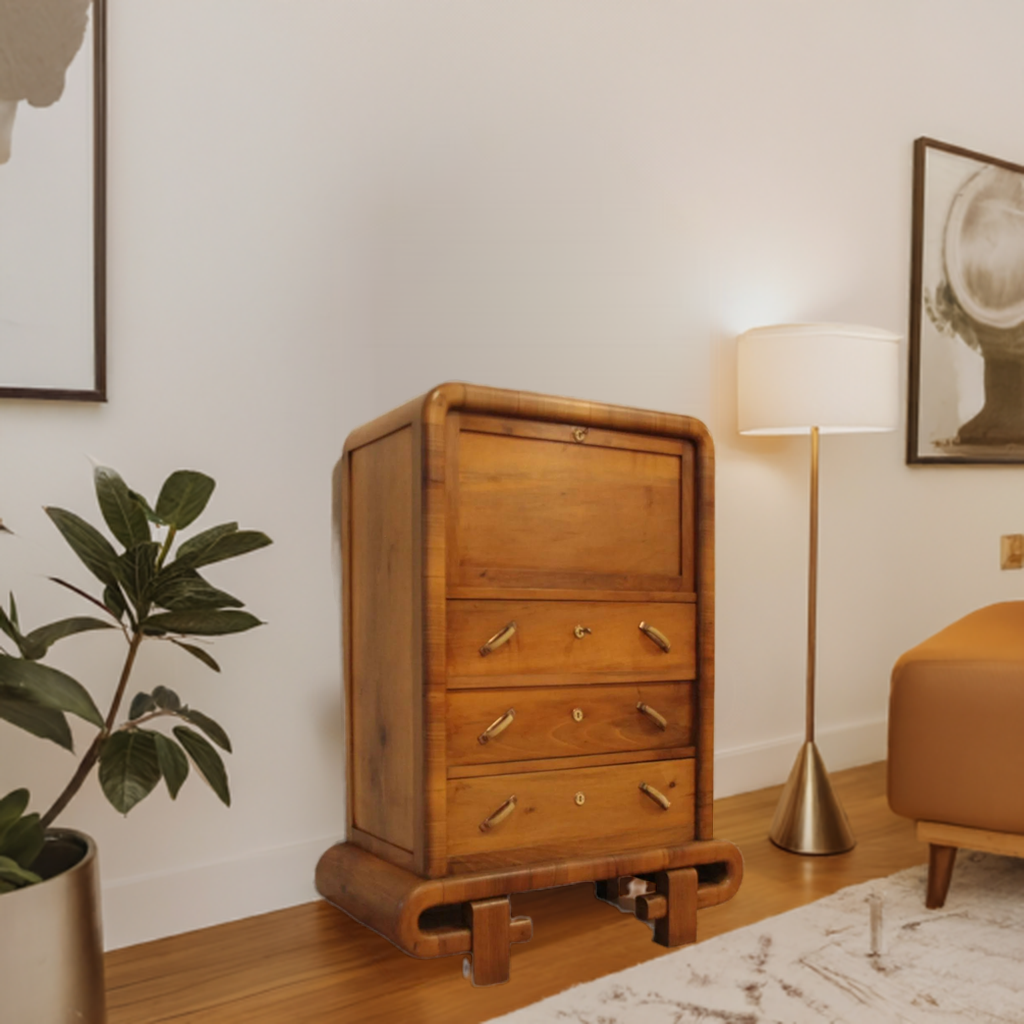1950s_Art_Deco_Walnut_Secretaire,_Mid-Century_Modern,_Italy