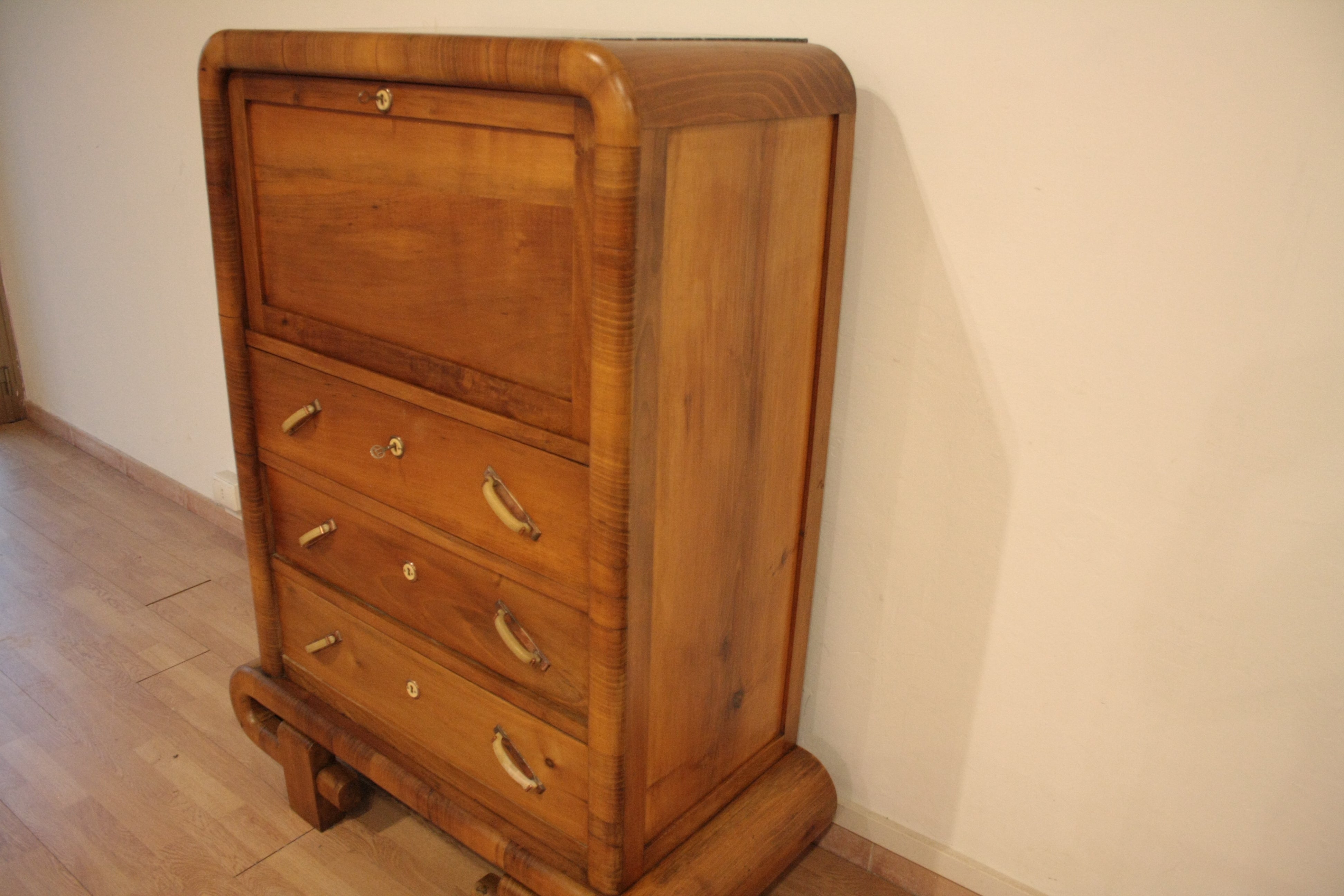 1950s_Art_Deco_Walnut_Secretaire,_Mid-Century_Modern,_Italy