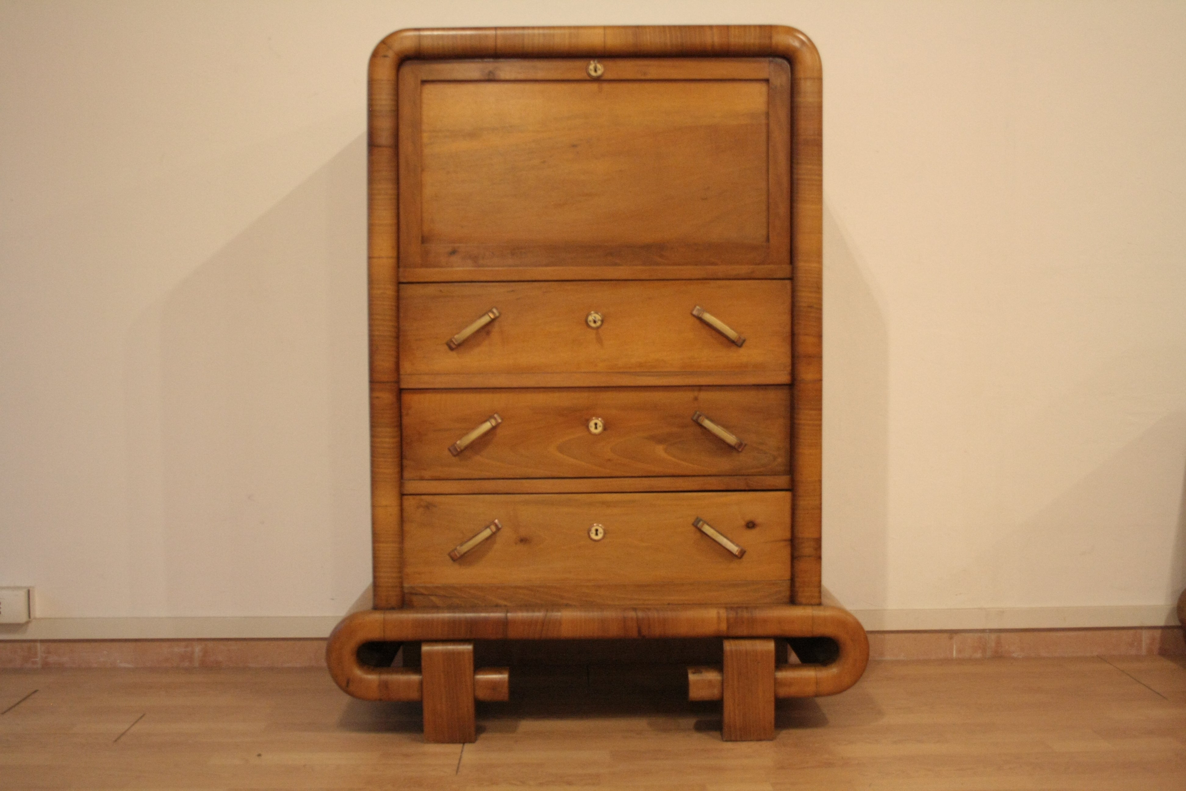 1950s_Art_Deco_Walnut_Secretaire,_Mid-Century_Modern,_Italy