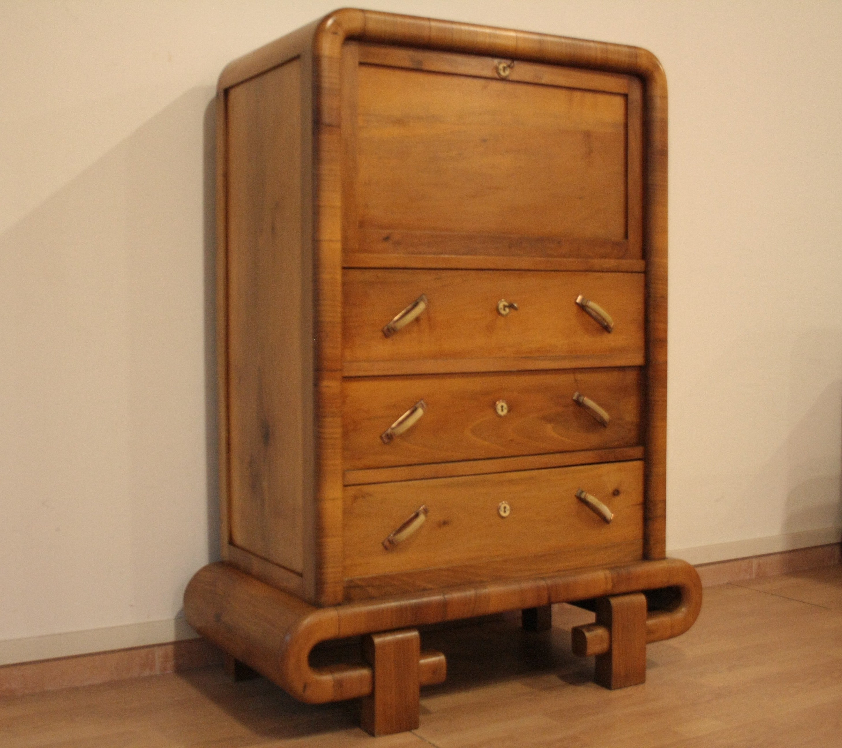1950s_Art_Deco_Walnut_Secretaire,_Mid-Century_Modern,_Italy