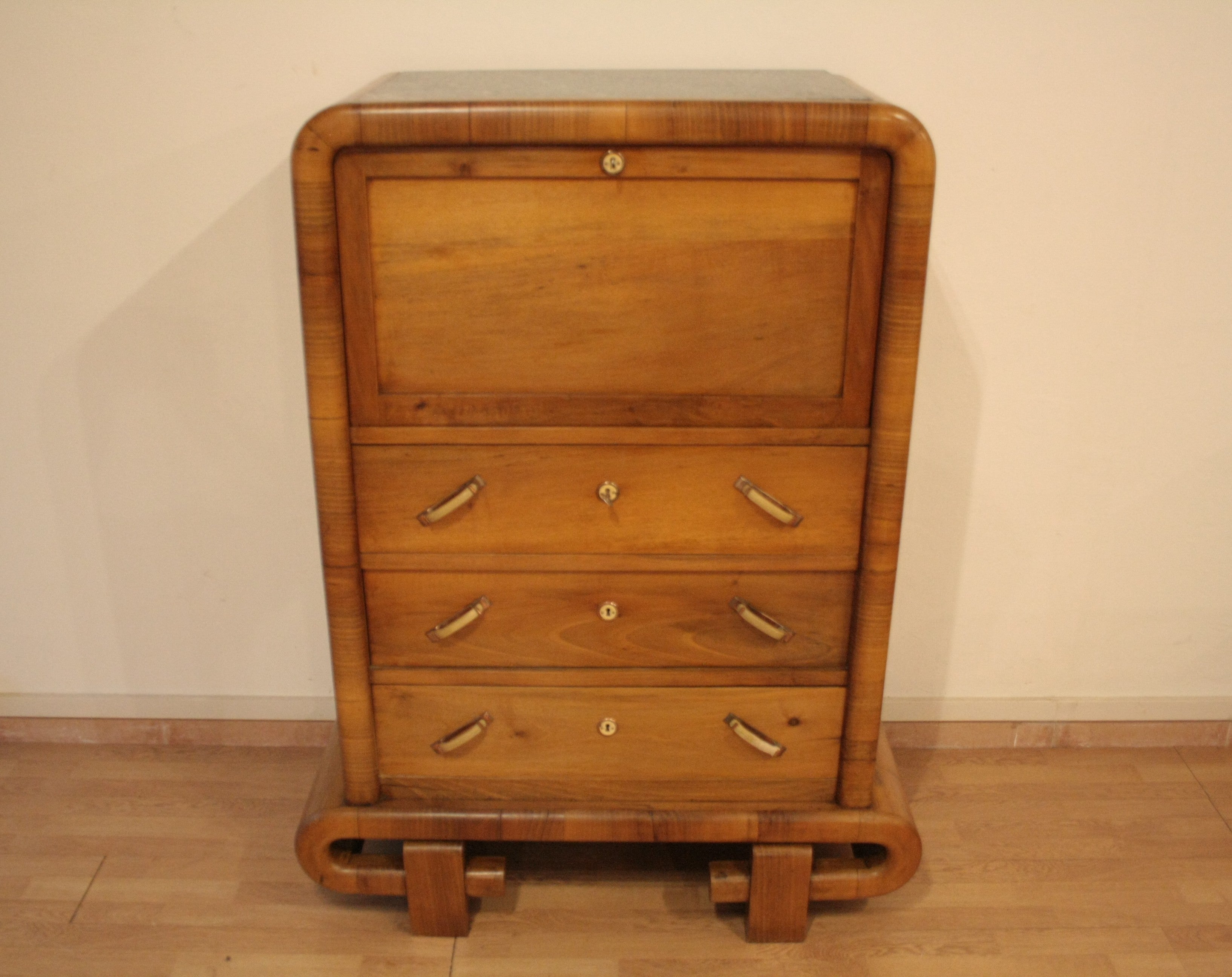 1950s_Art_Deco_Walnut_Secretaire,_Mid-Century_Modern,_Italy