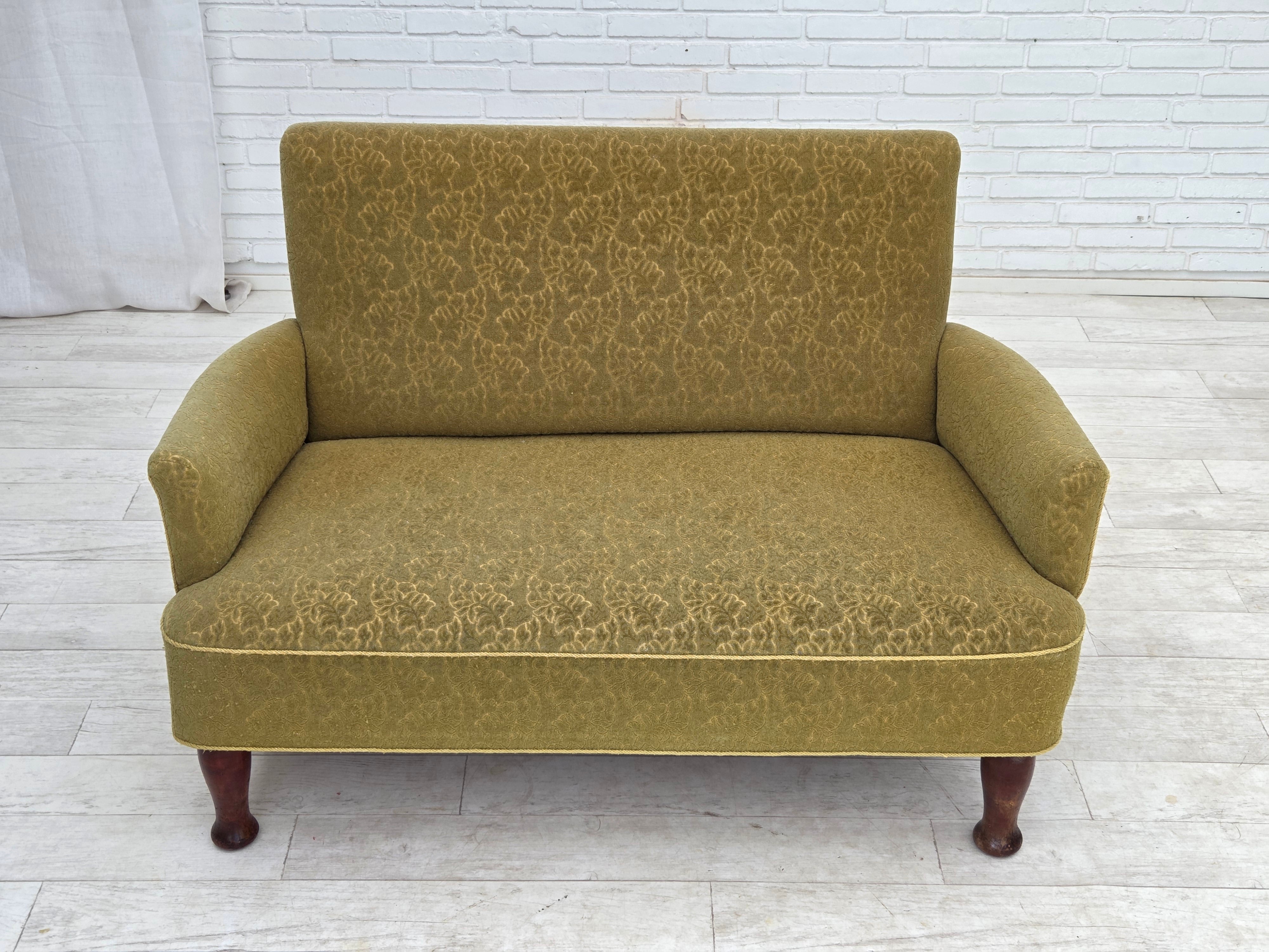 Danish_Green_Wool_2-Seater_Sofa_with_Oak_Frame,_1950s