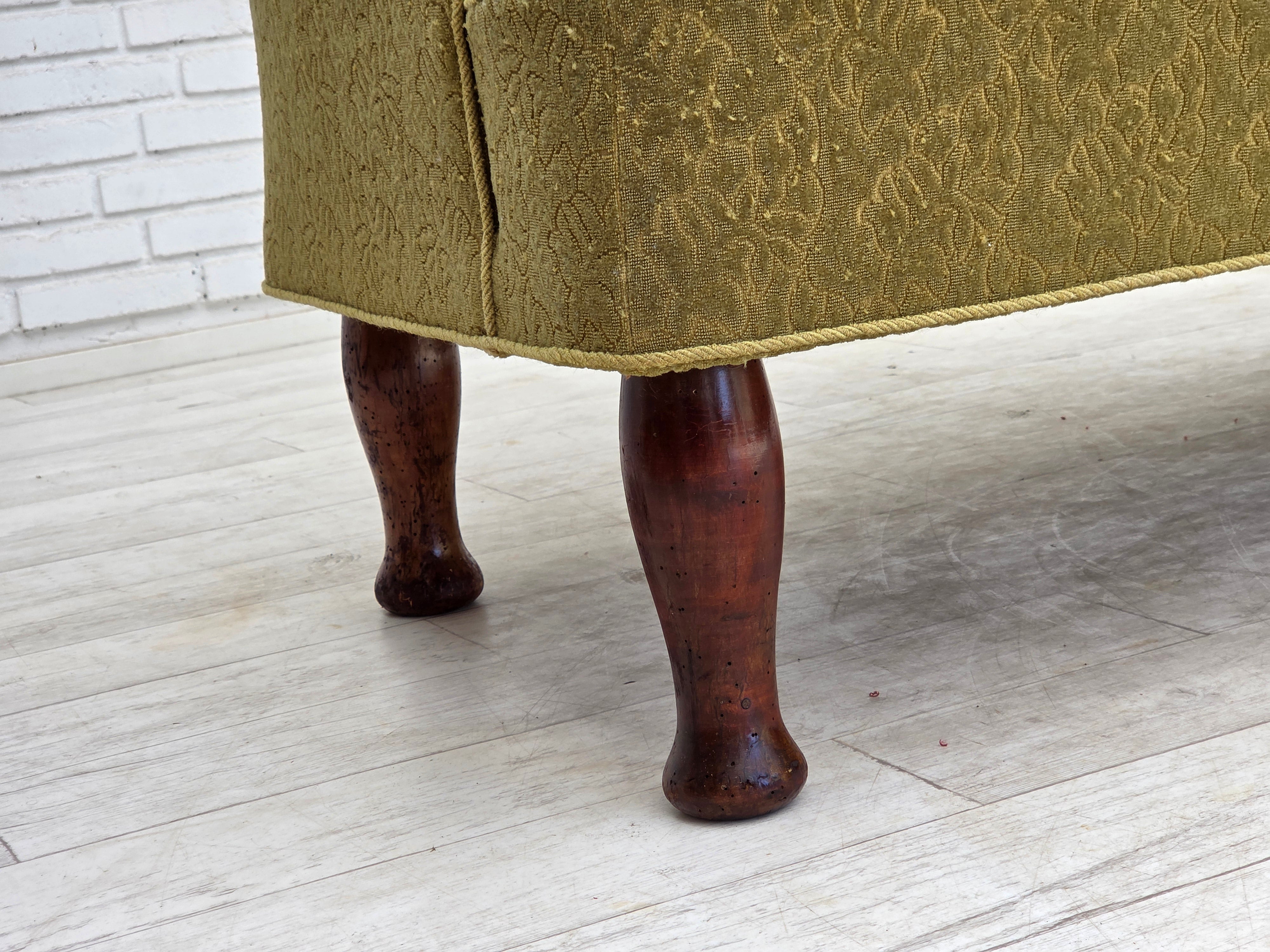 Danish_Green_Wool_2-Seater_Sofa_with_Oak_Frame,_1950s