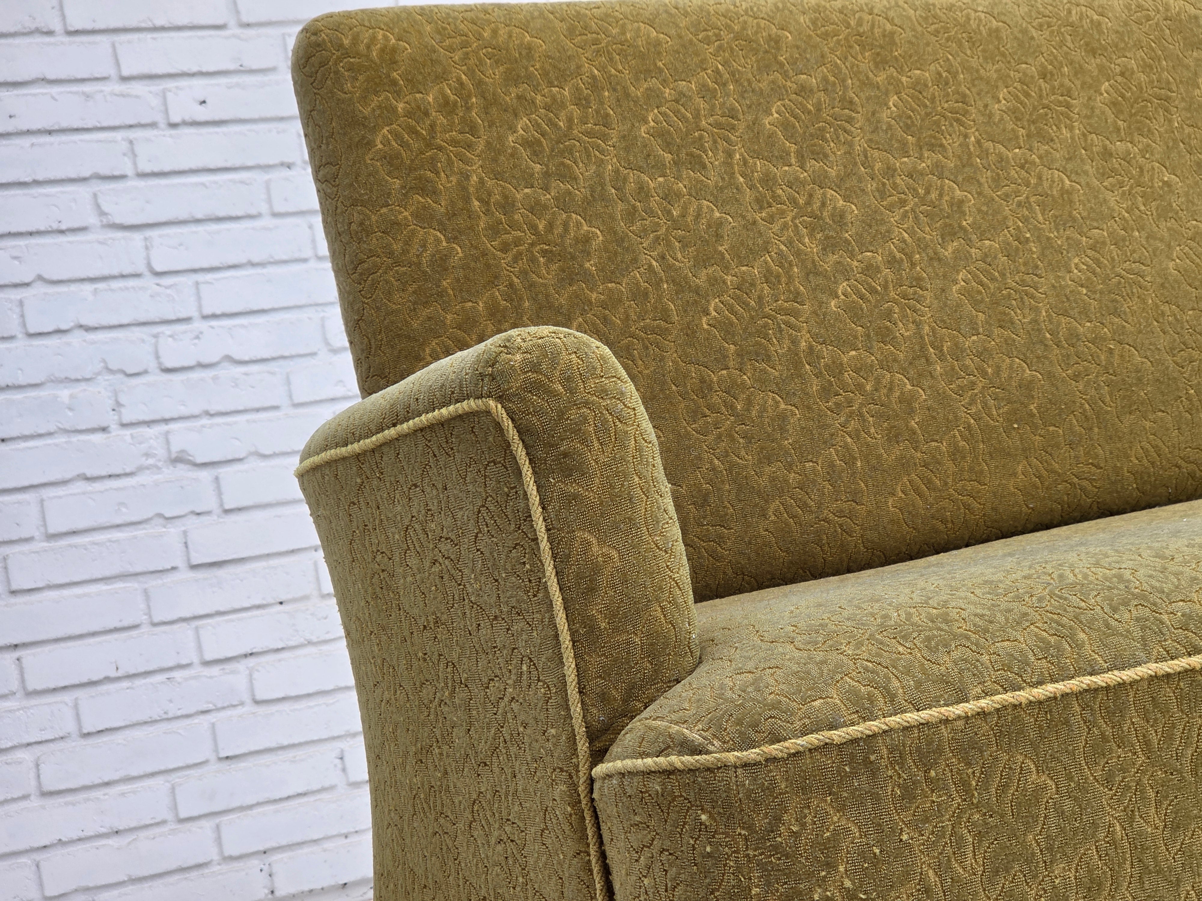 Danish_Green_Wool_2-Seater_Sofa_with_Oak_Frame,_1950s
