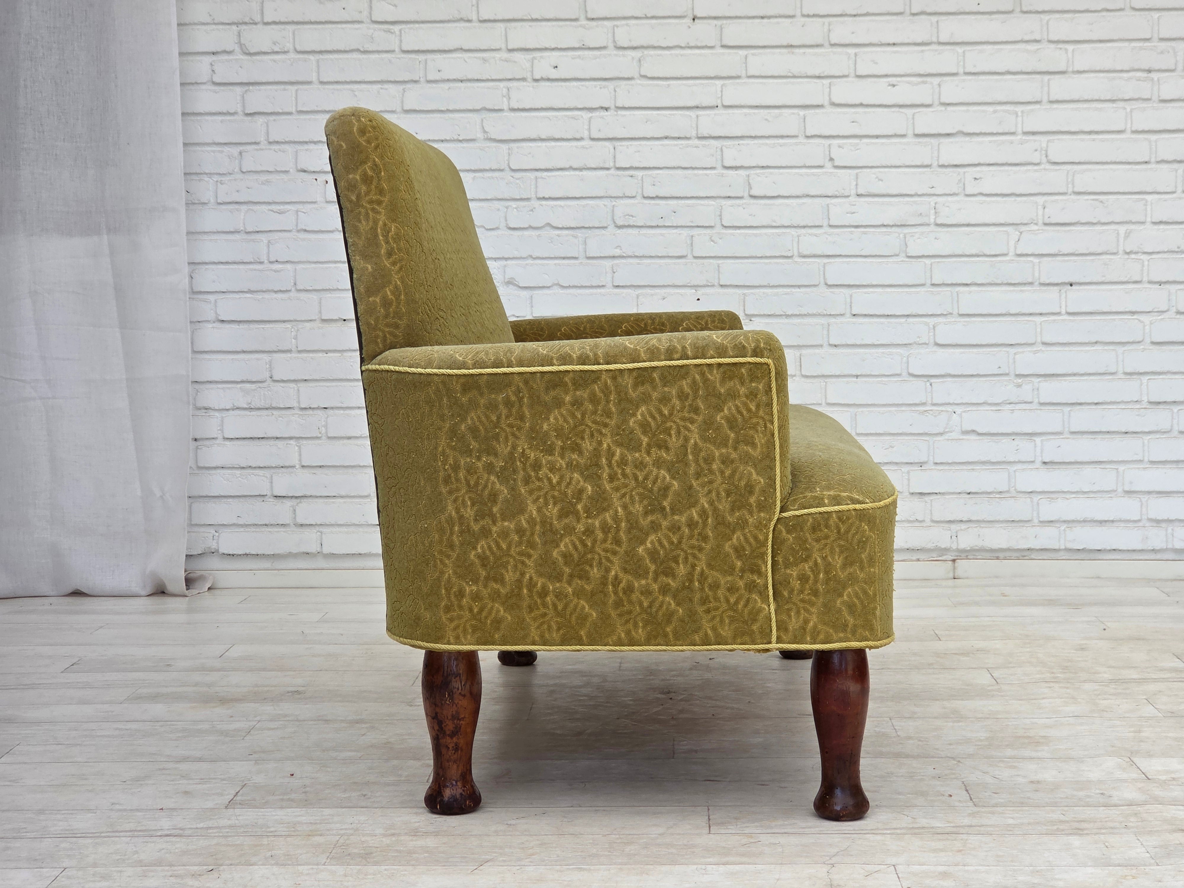 Danish_Green_Wool_2-Seater_Sofa_with_Oak_Frame,_1950s