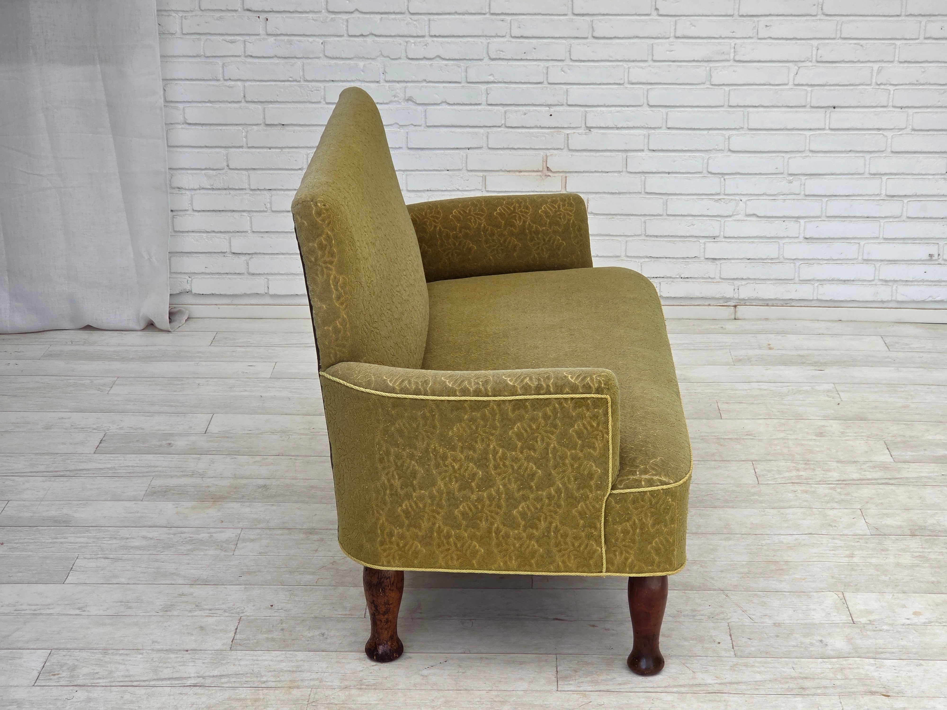 Danish_Green_Wool_2-Seater_Sofa_with_Oak_Frame,_1950s