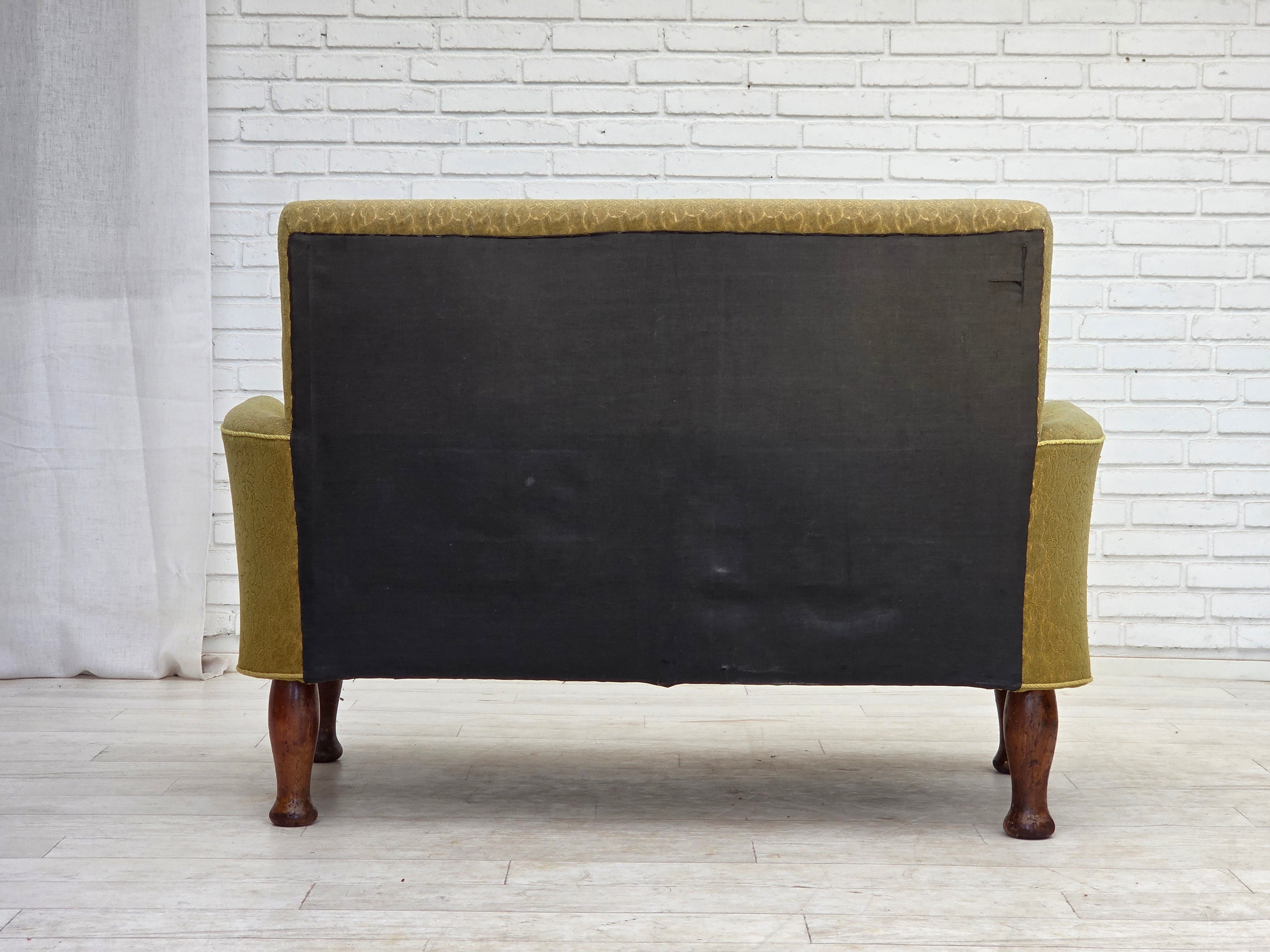 Danish_Green_Wool_2-Seater_Sofa_with_Oak_Frame,_1950s