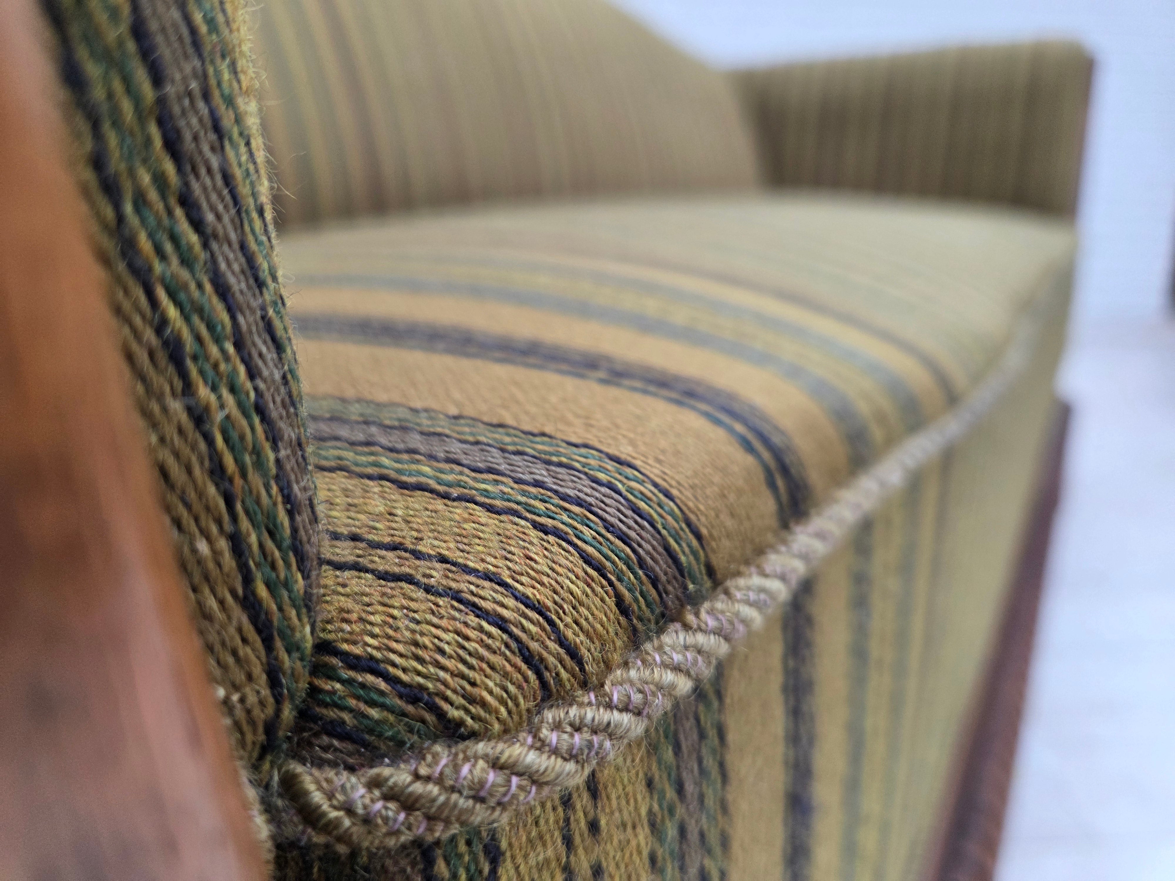 Danish_Three-Seater_Sofa_in_Striped_Green_Velour_and_Dark_Oak,_Denmark,_1950s