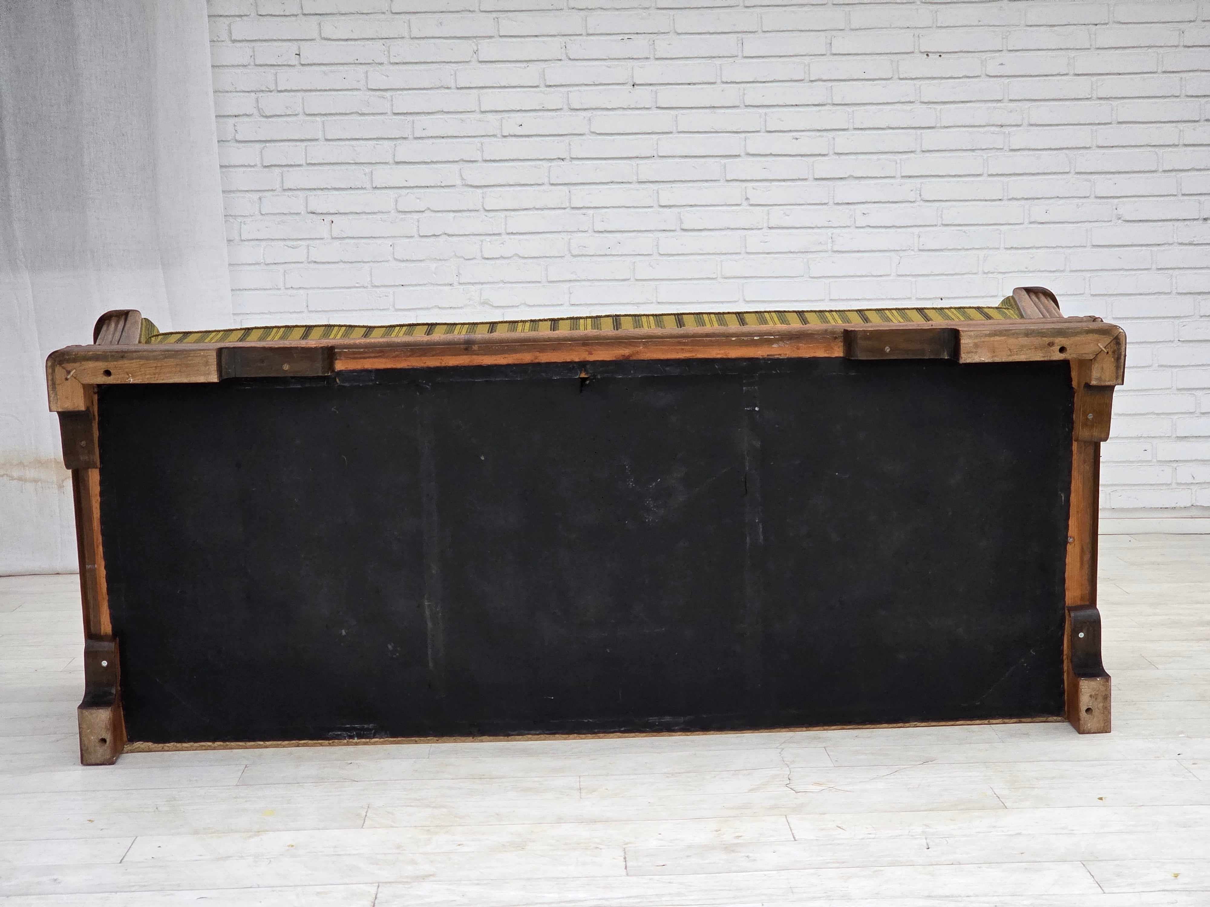 Danish_Three-Seater_Sofa_in_Striped_Green_Velour_and_Dark_Oak,_Denmark,_1950s